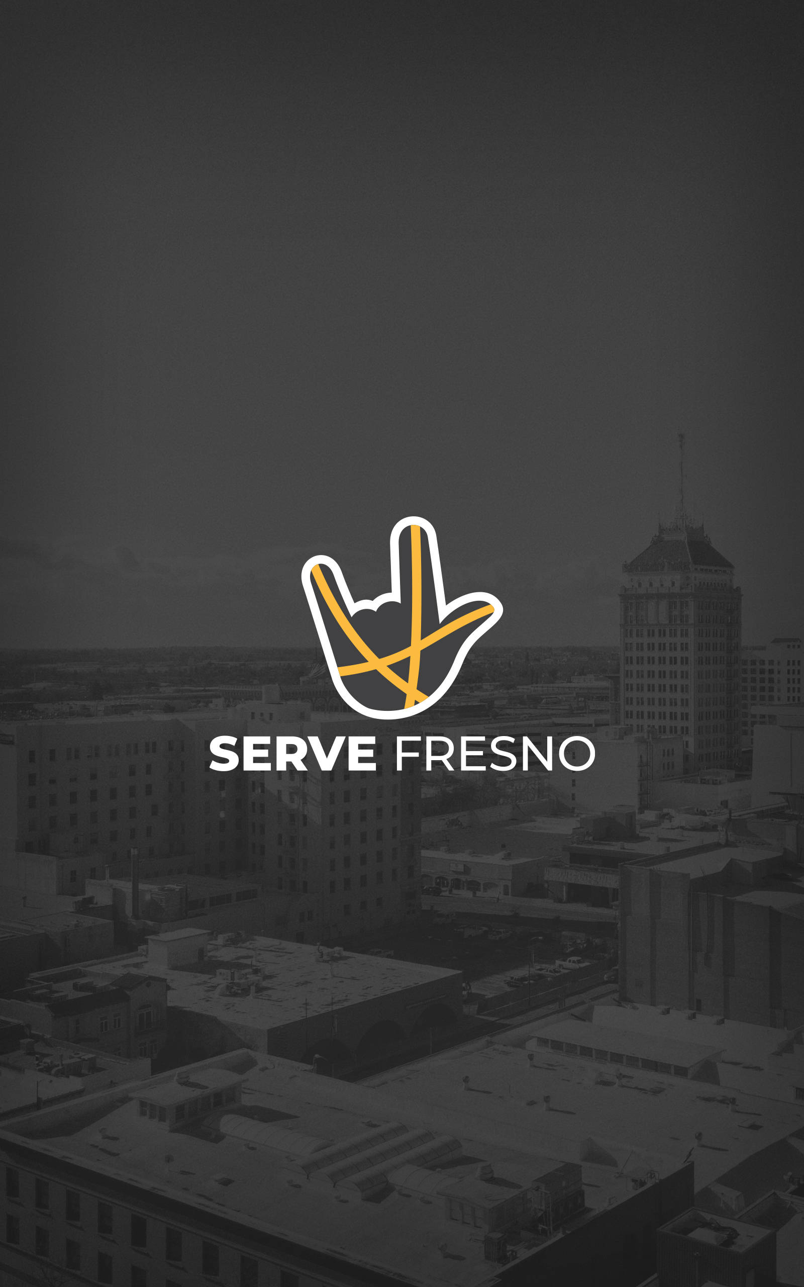 Fresno, SERVE FRESNO, yellow hand logo, 2K Phone Wallpaper