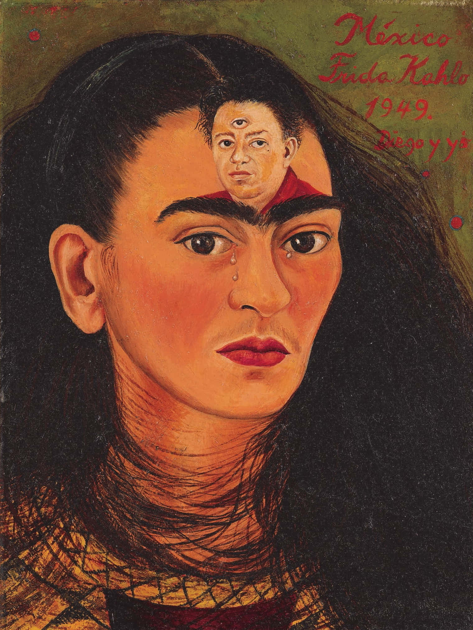Frida Kahlo, self-portrait, long hair, Full HD Phone Wallpaper