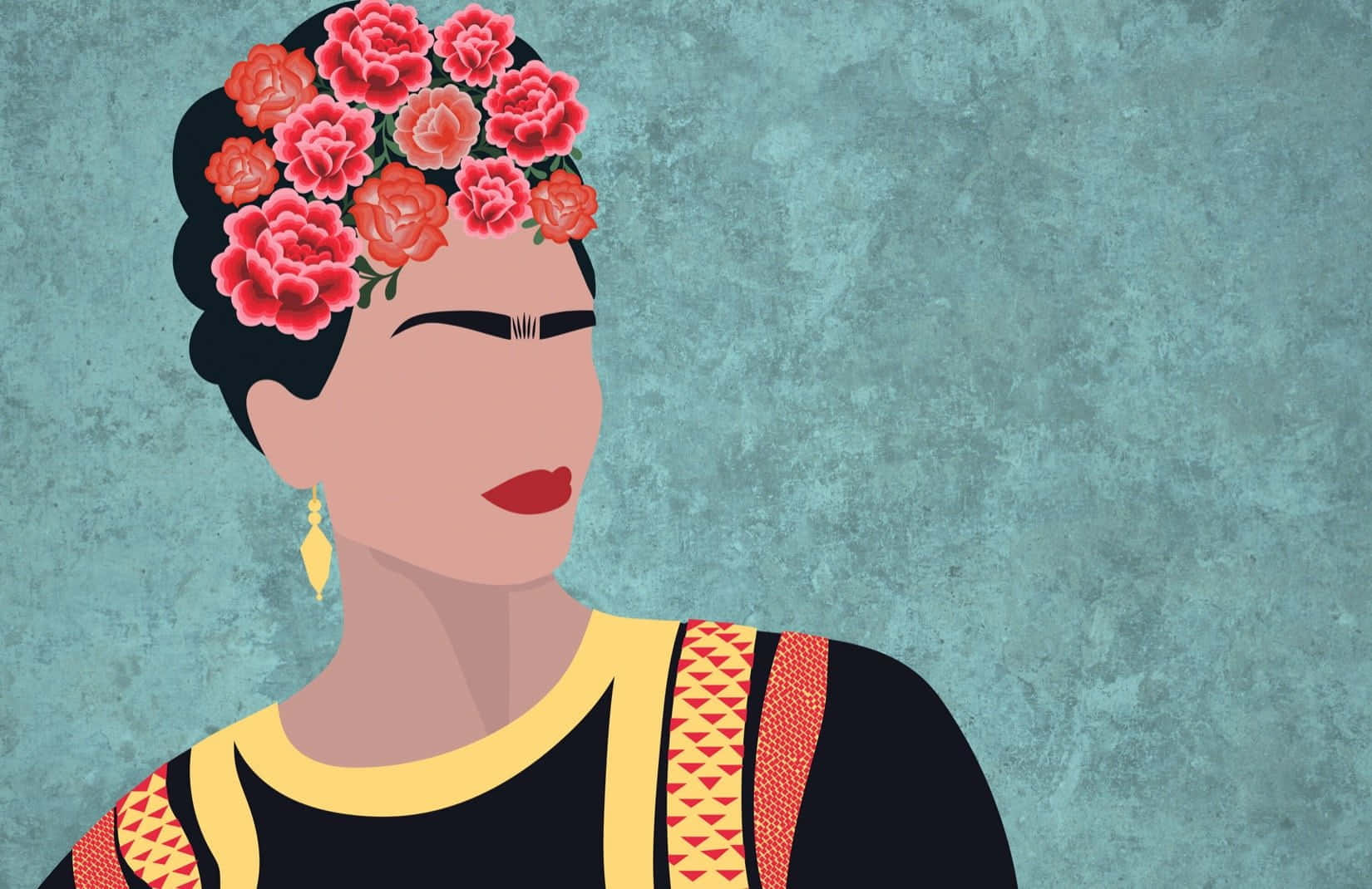 Frida Kahlo, floral crown, embroidered attire, HD Desktop Wallpaper