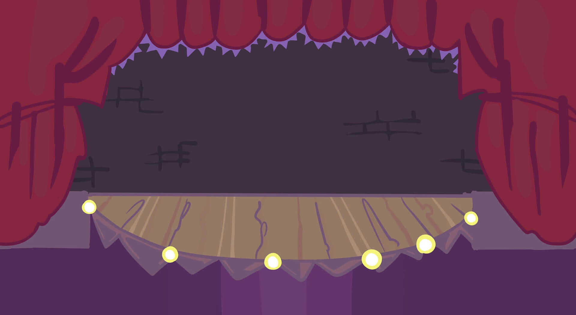Friday Night Funkin, red velvet curtains, dark stage, Full HD Desktop Wallpaper