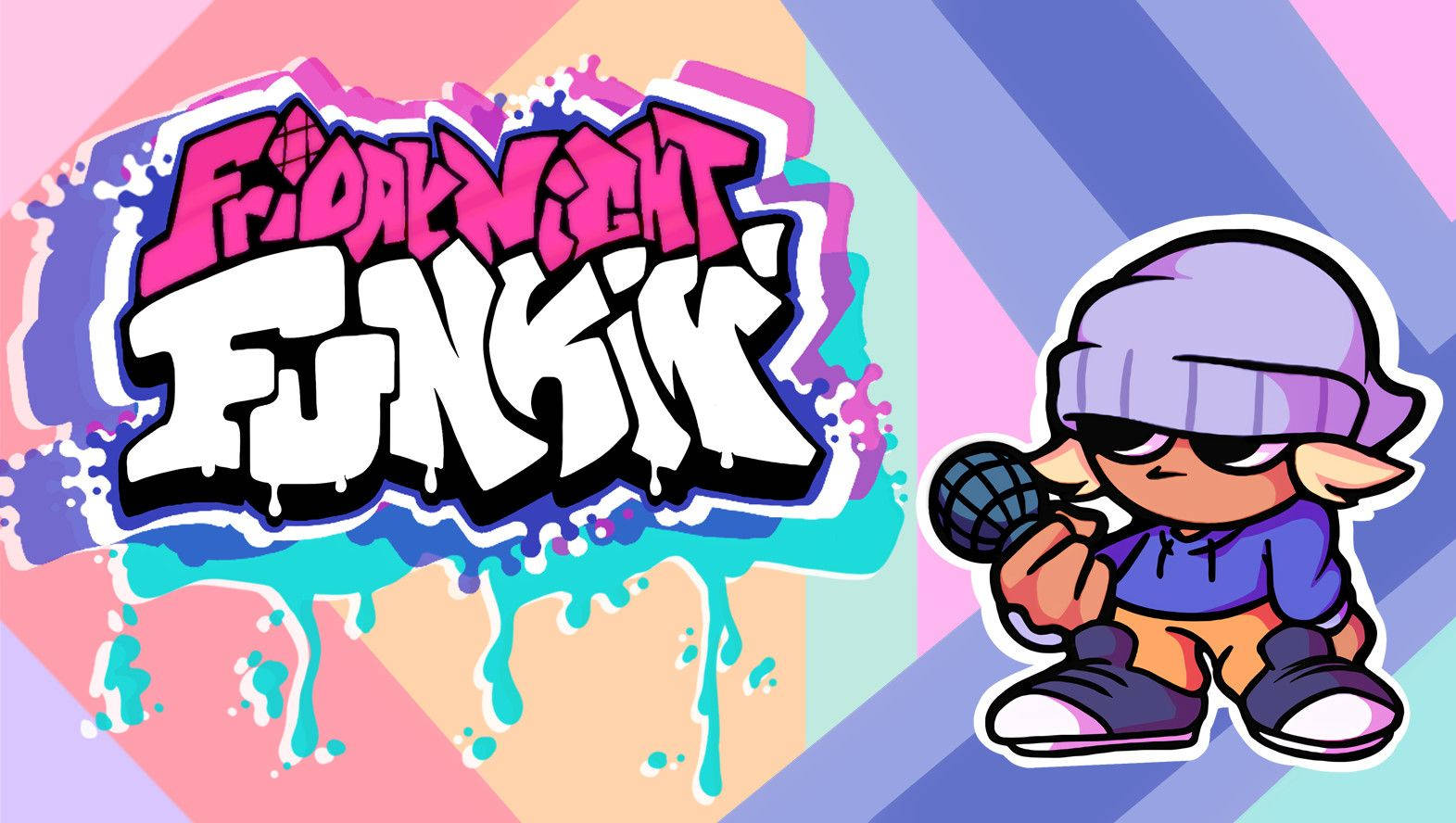 Friday Night Funkin, graffiti-style logo, cartoon character, HD Desktop Wallpaper