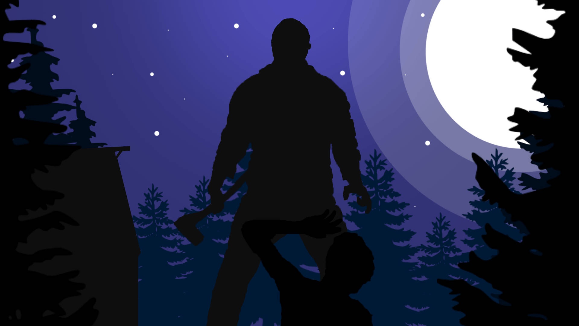 Friday The 13th, purple night sky, moonlit forest, Full HD Desktop Wallpaper