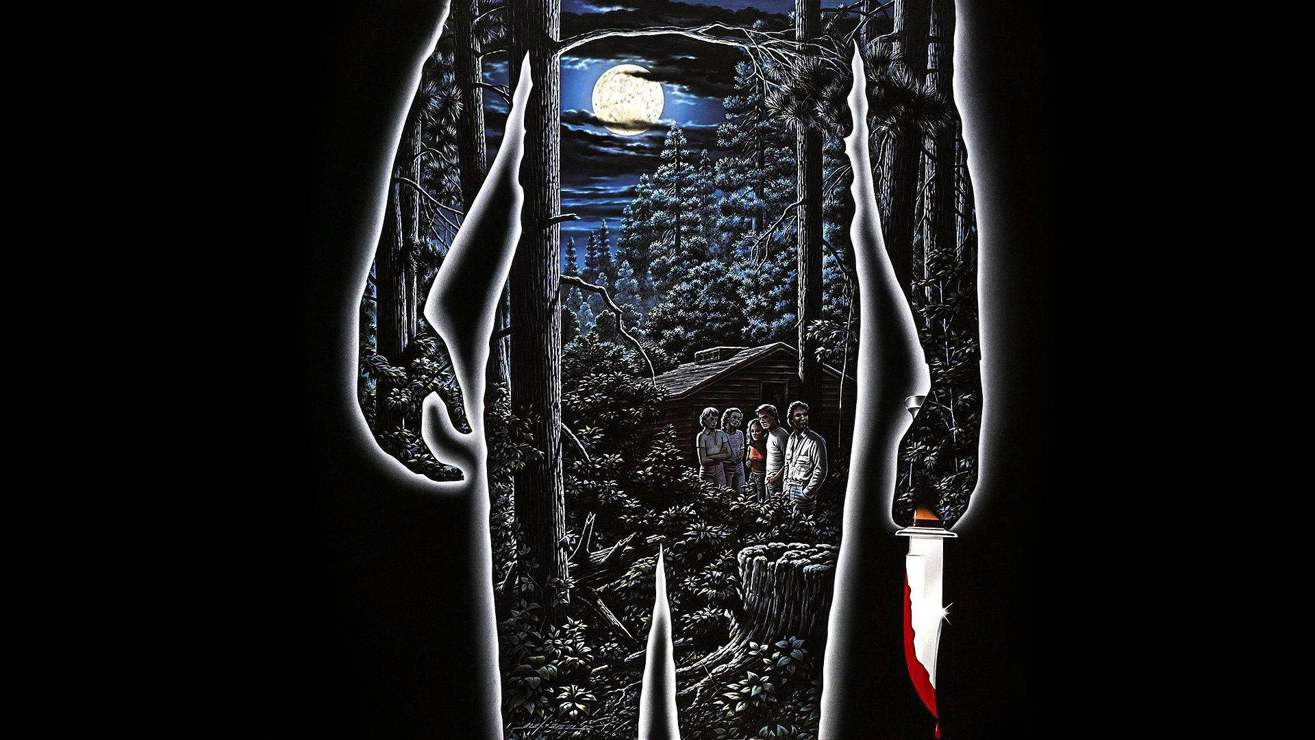 Friday The 13th, moonlit forest, glowing silhouette, Full HD Desktop Wallpaper