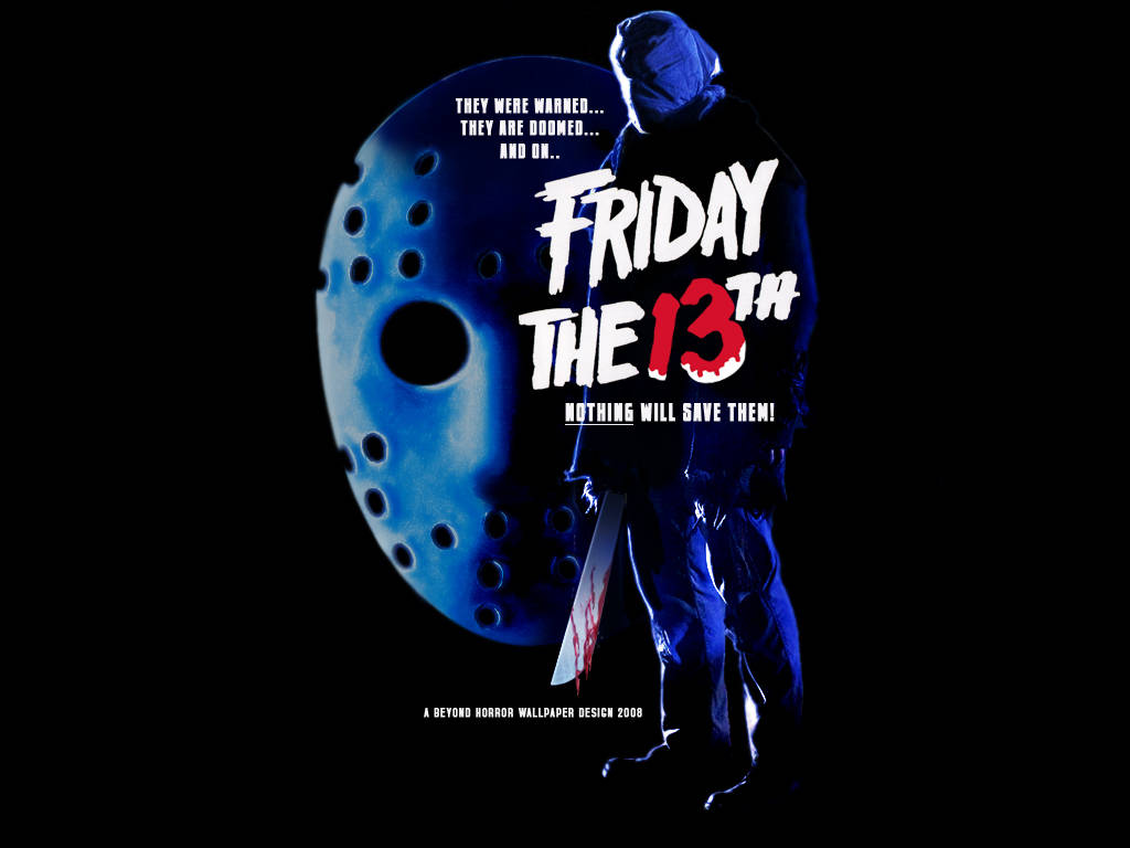 Friday The 13th, blue hockey mask, bloodied knife, SD Desktop Wallpaper