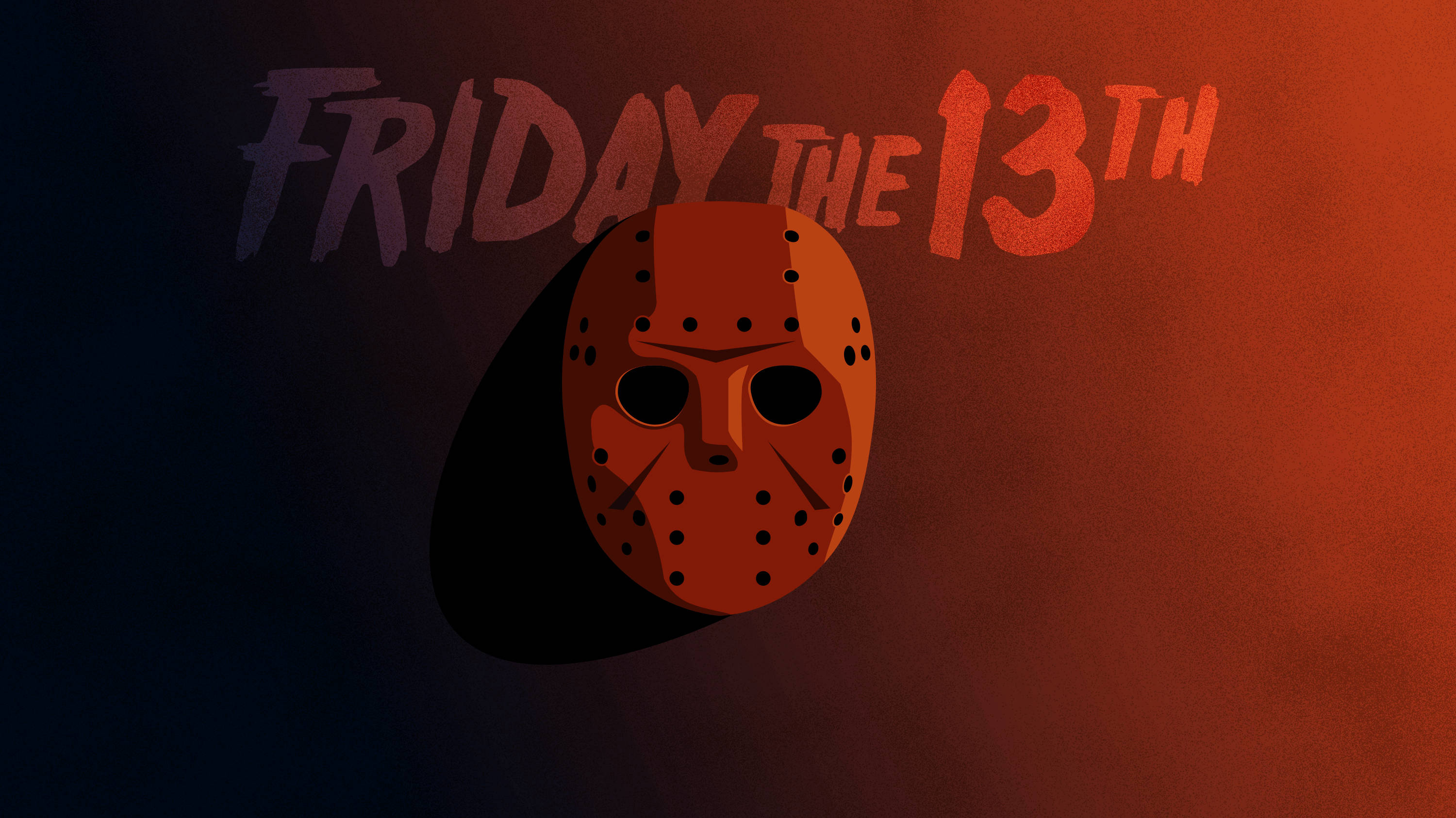 Friday the 13th, orange hockey mask, black eye holes, 2K Desktop Wallpaper