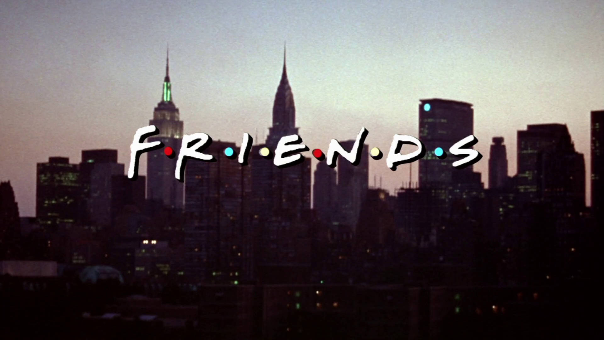 Friends, Friends Logo, twilight New York City skyline, Full HD Desktop Wallpaper