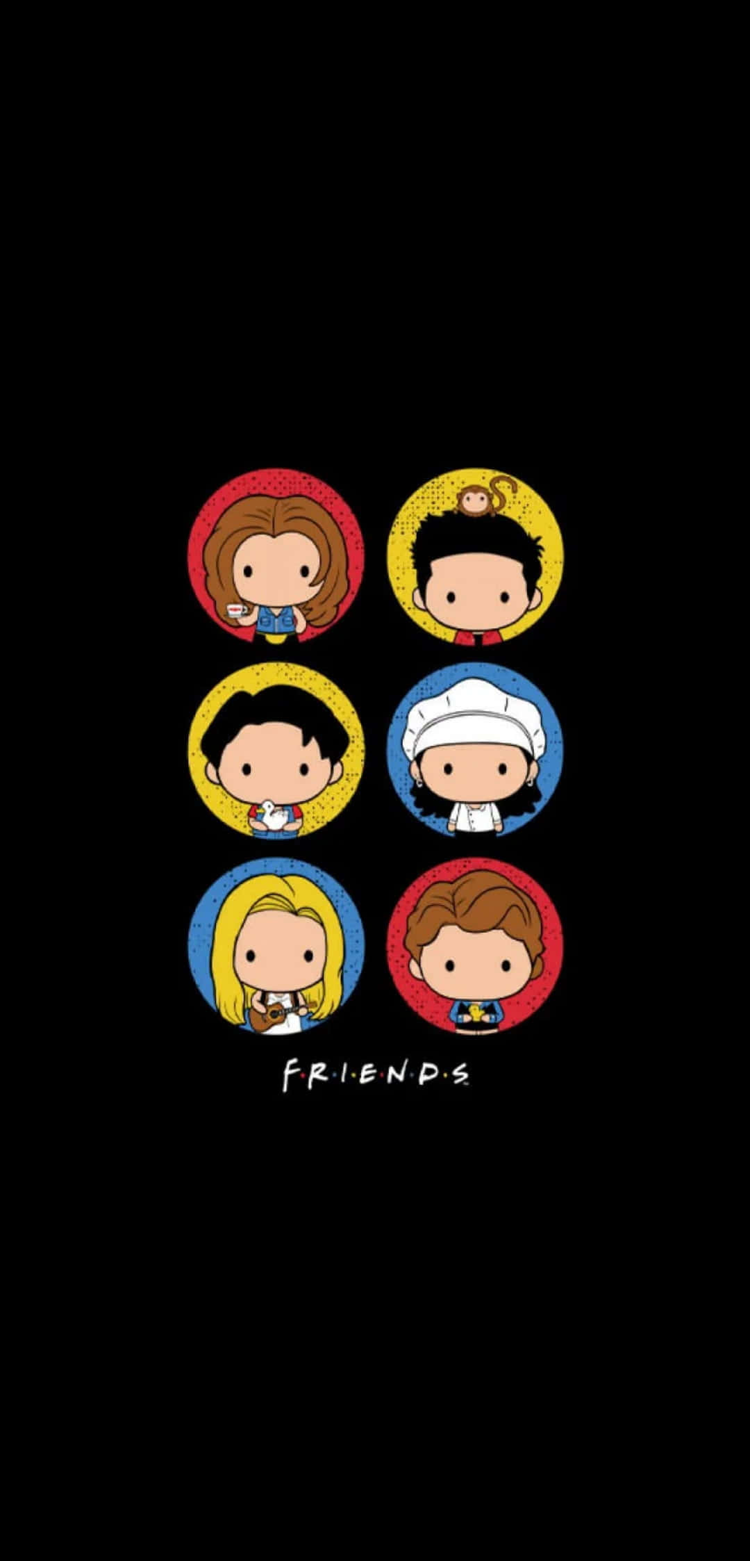 Friends, chibi-style, Friends characters, Full HD Phone Wallpaper