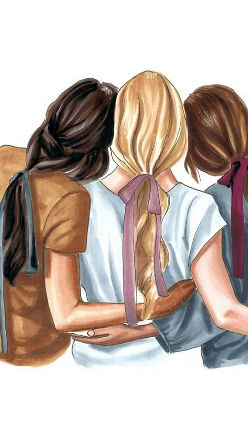 best friends forever, iPhone, three girls, HD Phone Wallpaper