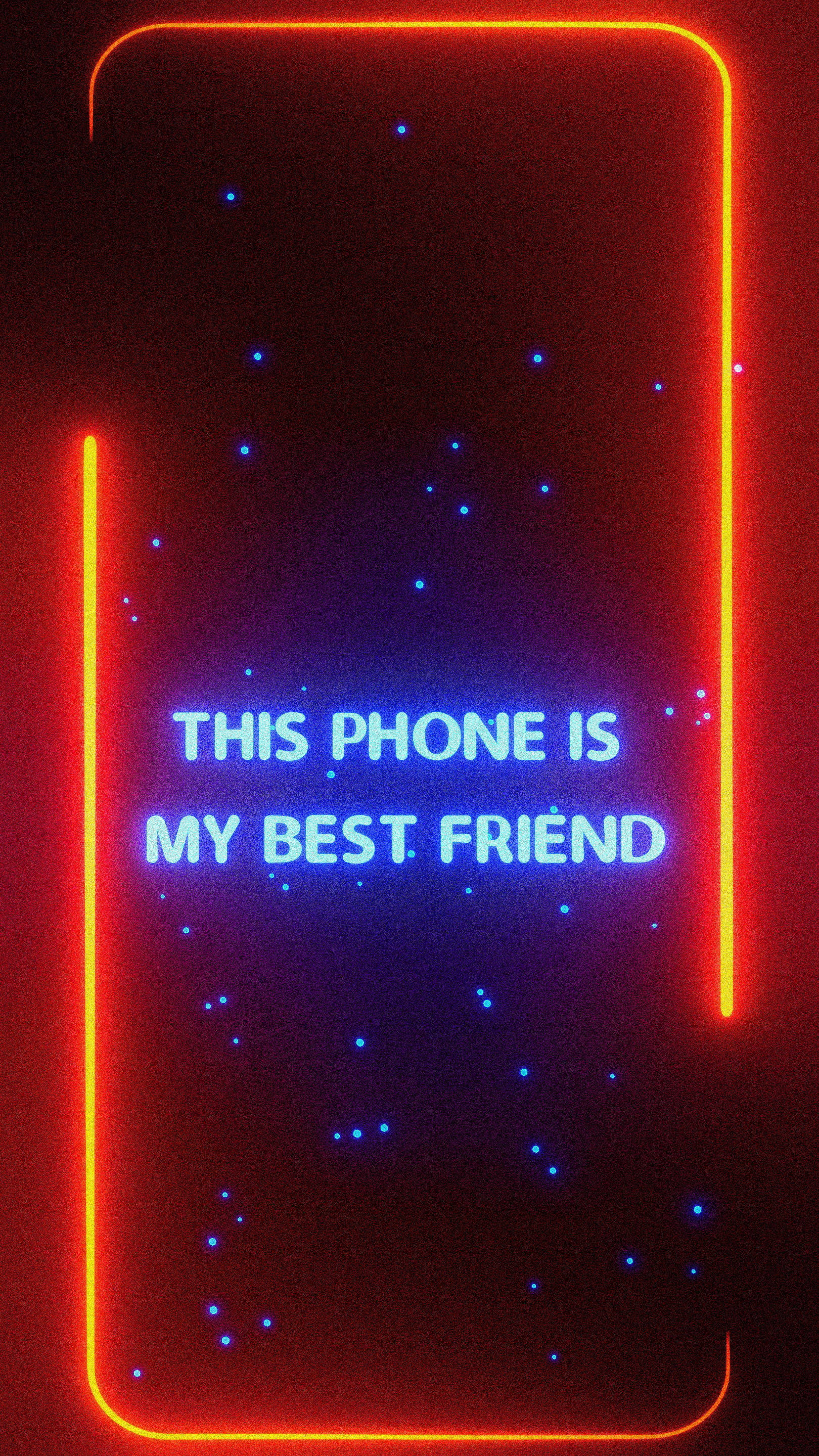 Best Friend Neon Aesthetic iPhone, neon phone frame, blue stars, 2K Phone Wallpaper