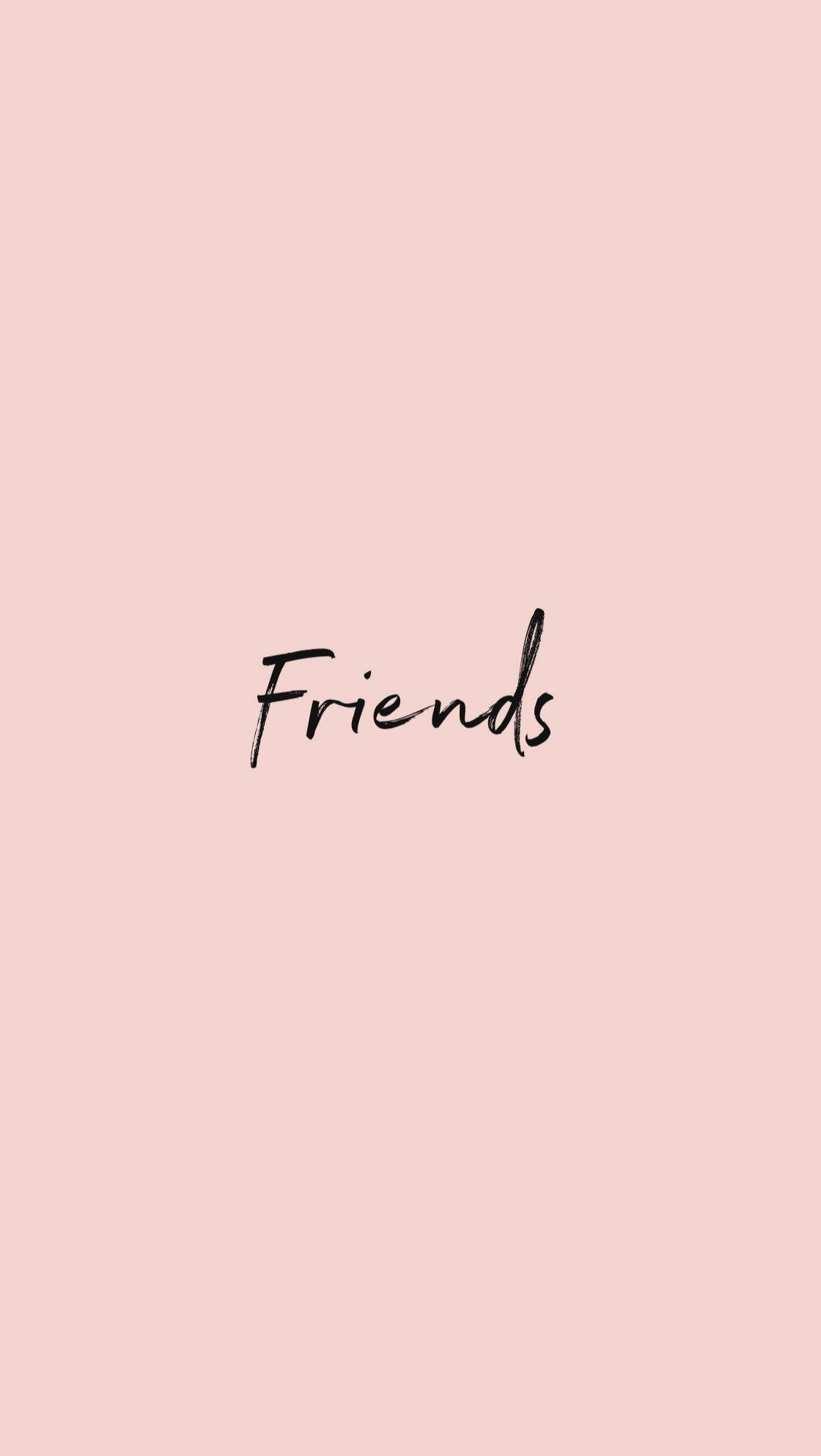 Friends Logo, peach background, black cursive script, Full HD Phone Wallpaper