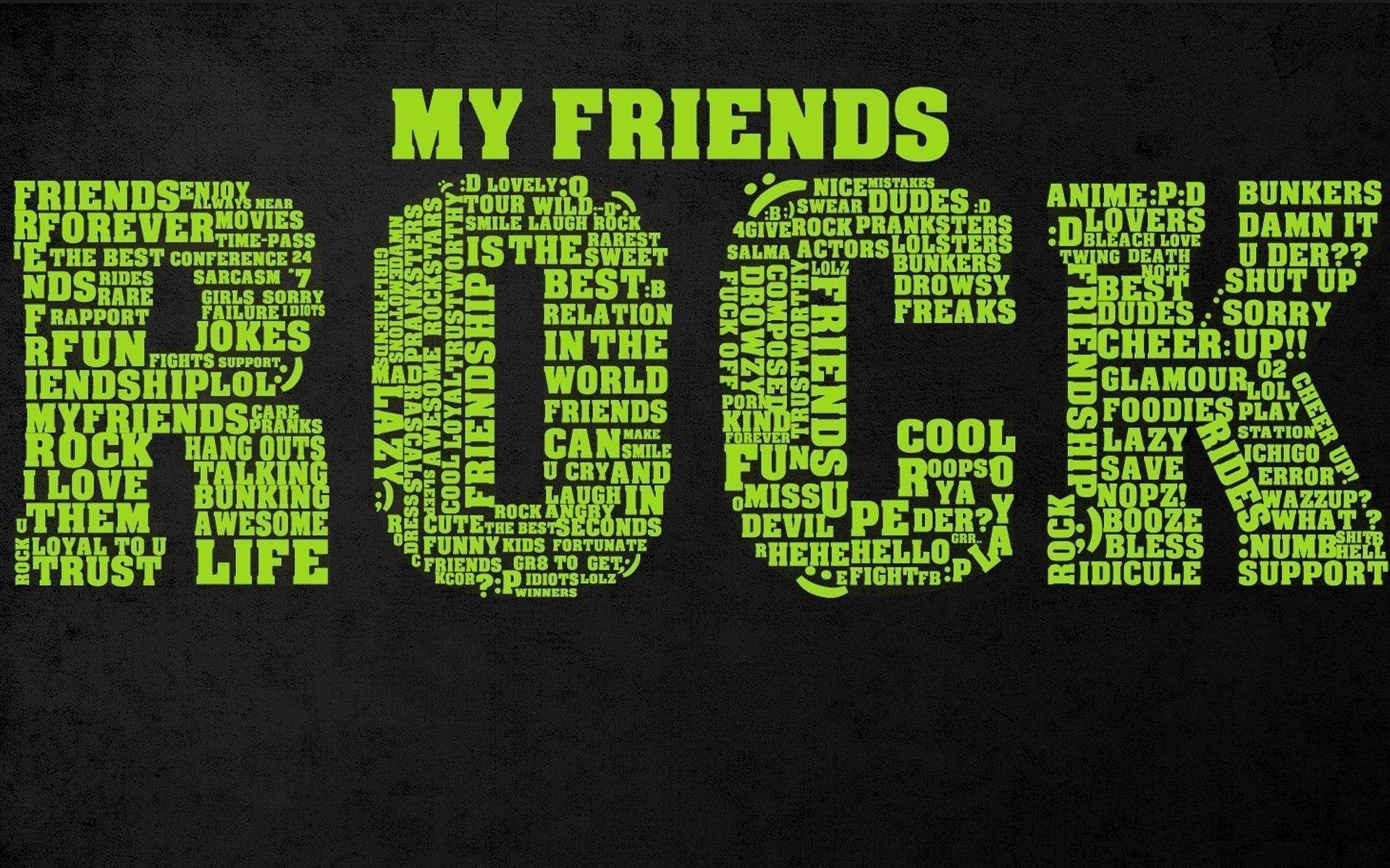 FRIENDS, lime green, bold font, Full HD Desktop Wallpaper