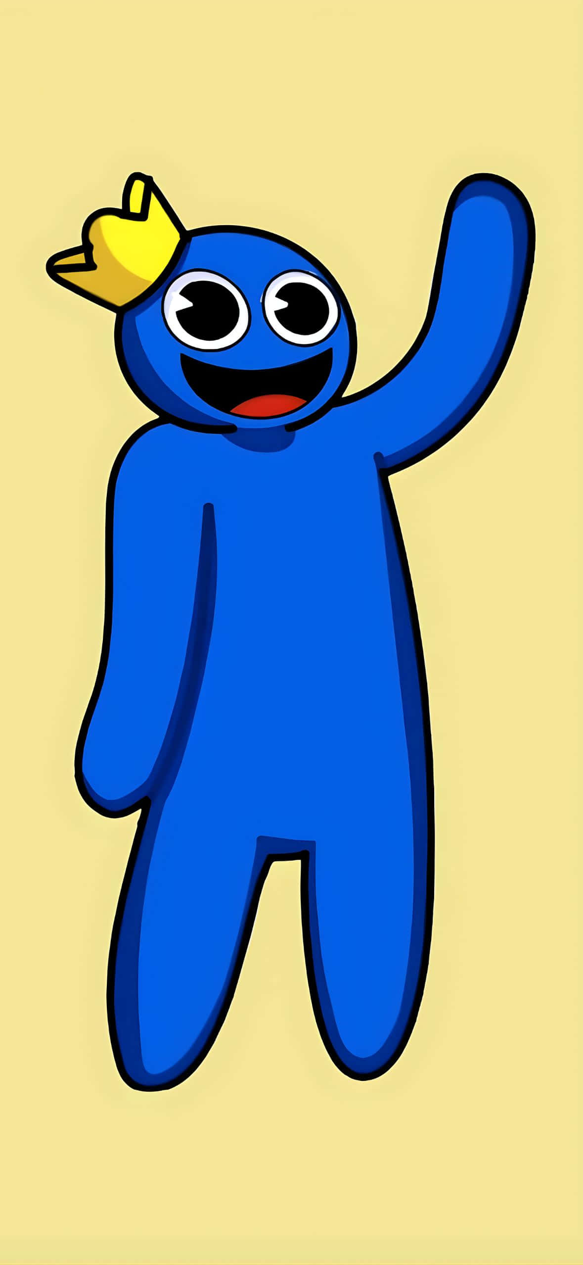 Rainbow Friends, blue character, yellow crown, Full HD Phone Wallpaper