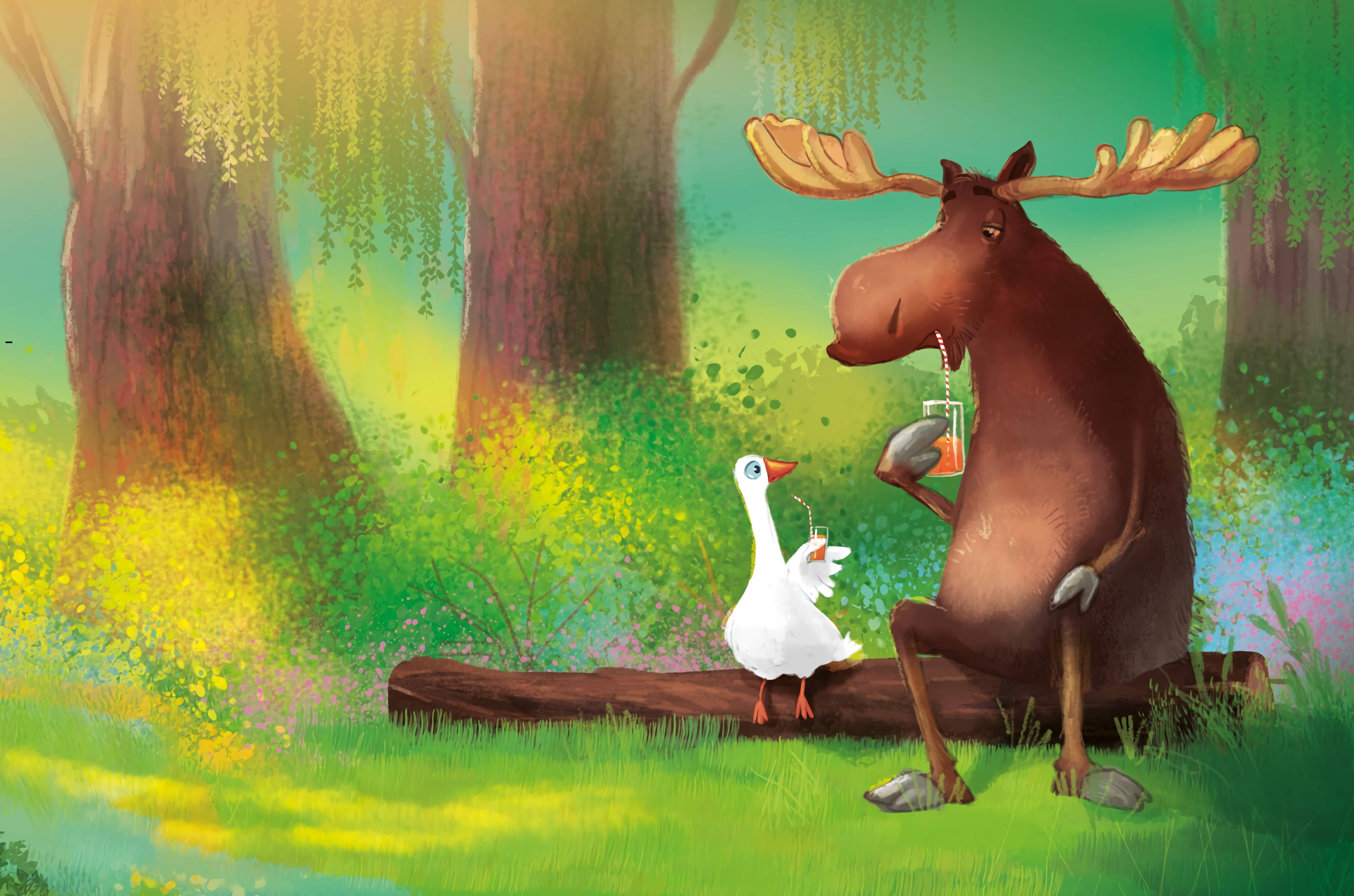 Friends, goose, moose, 4K Desktop Wallpaper