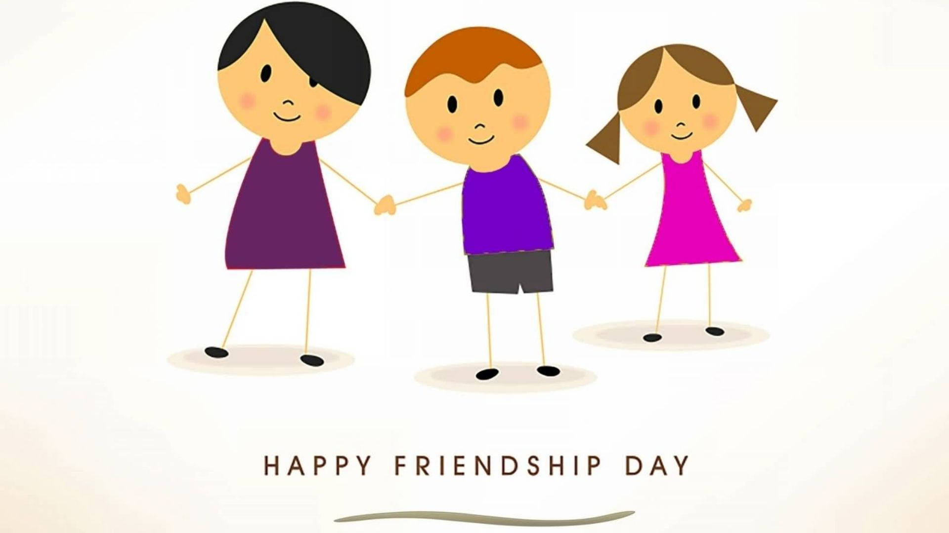 Friendship Day, hands together, cartoon children, Full HD Desktop Wallpaper