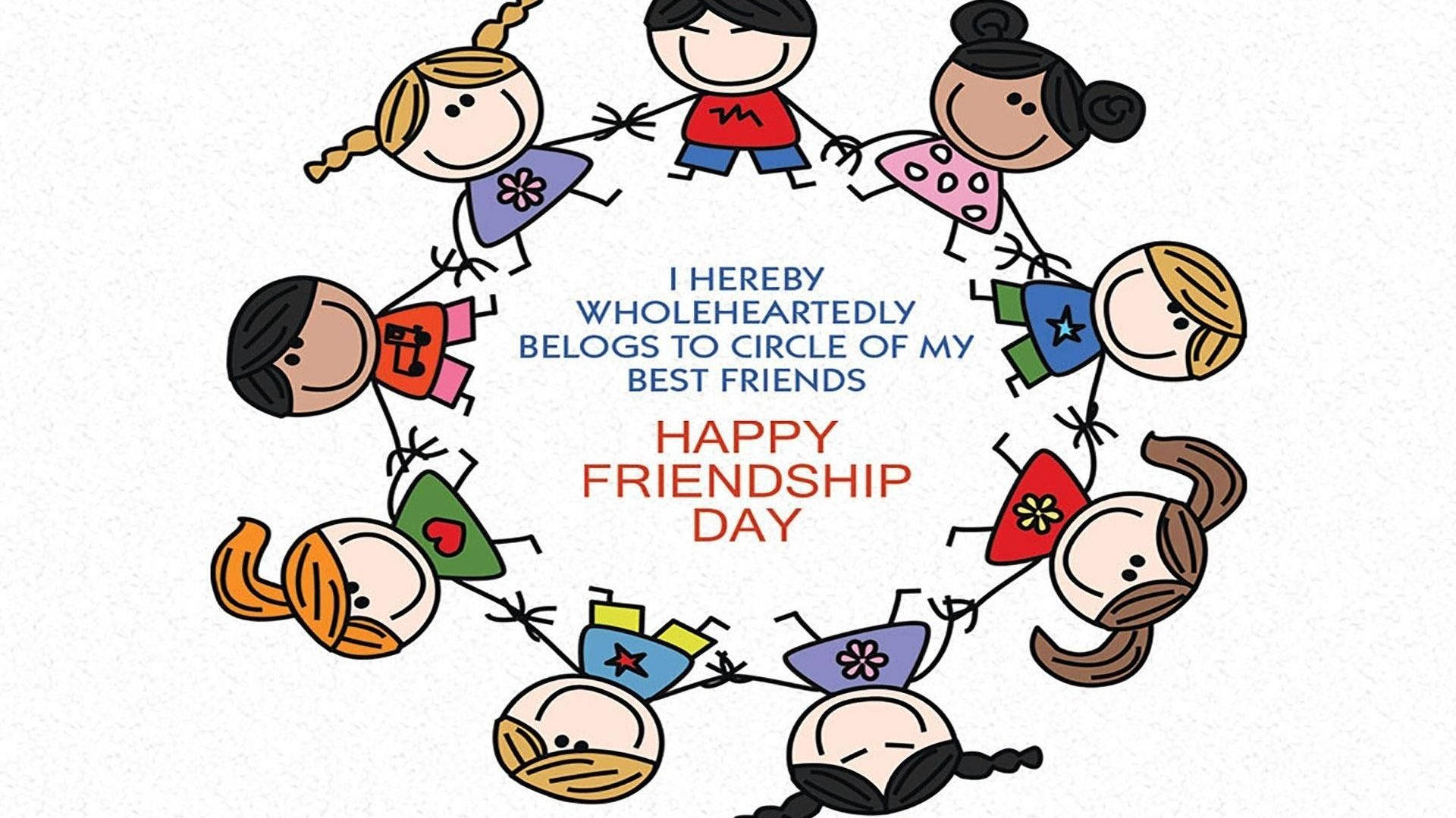 Friendship Day, circle, cartoon children, Full HD Desktop Wallpaper