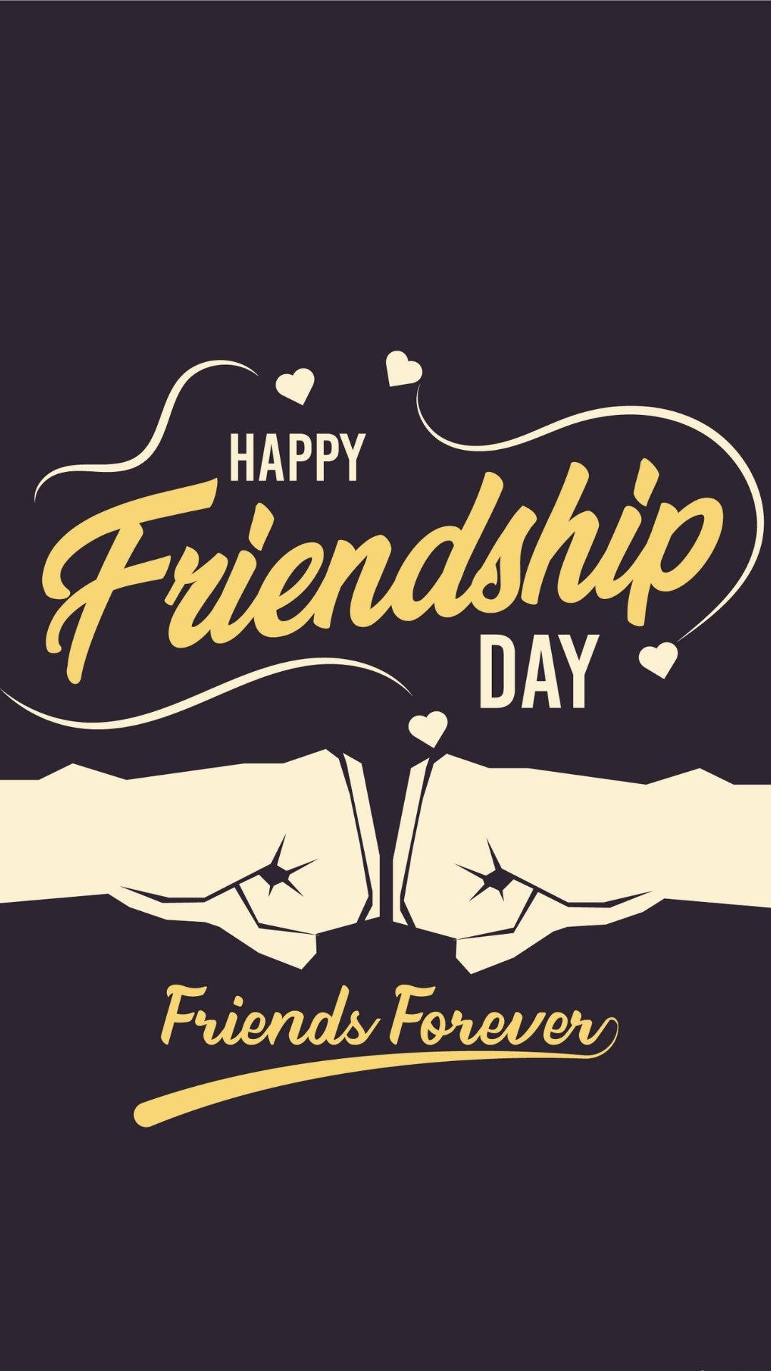 Friendship Day, fist bump, golden, Full HD Phone Wallpaper