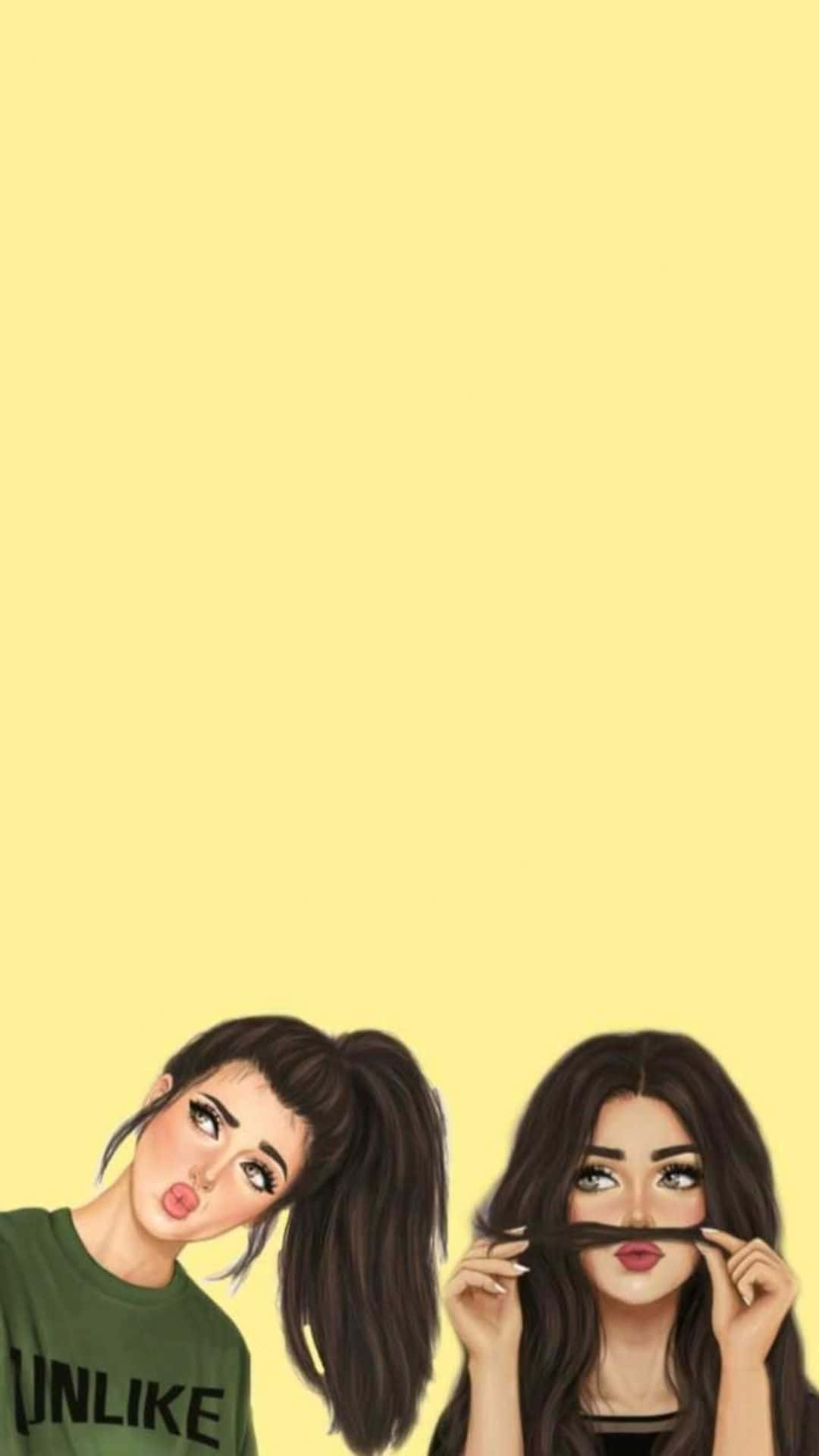 Aesthetic BFF, BFFs to the End!, dark hair, Full HD Phone Wallpaper