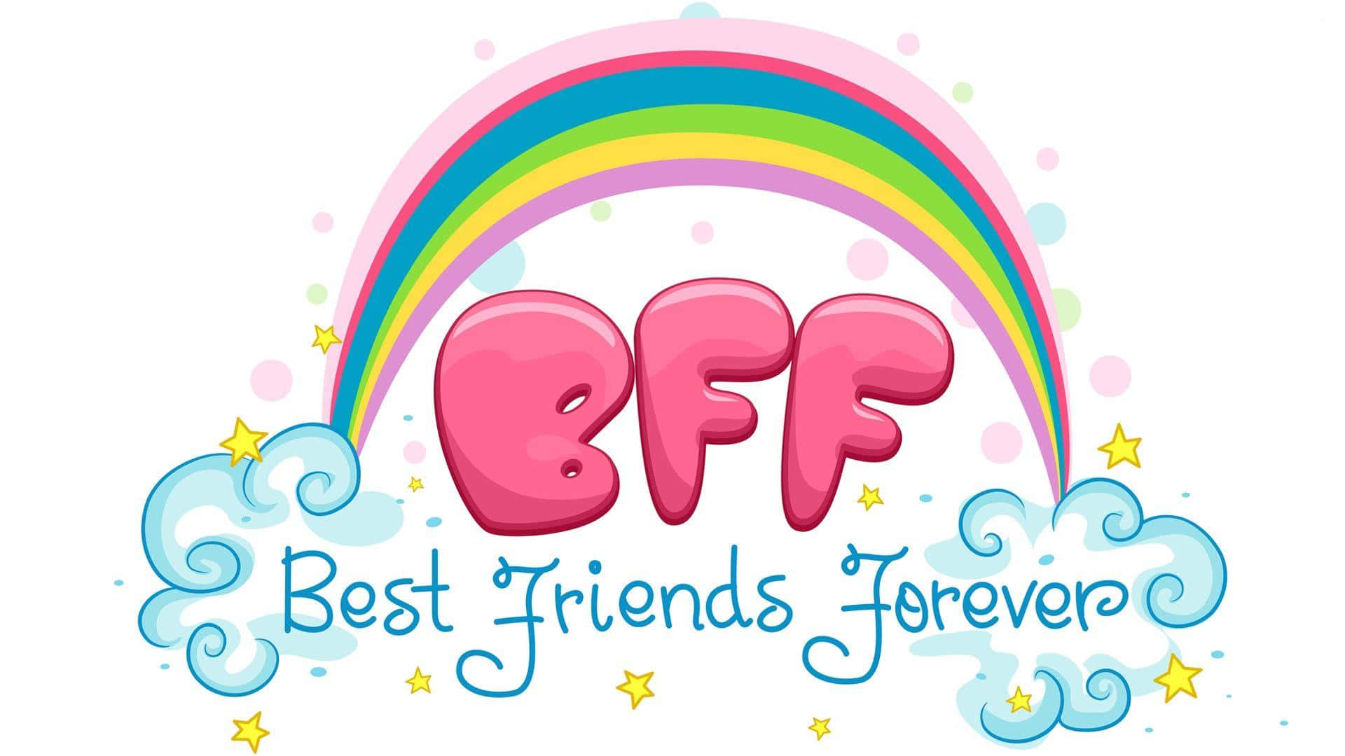 kawaii best friend, rainbow, glossy pink BFF letters, Full HD Desktop Wallpaper