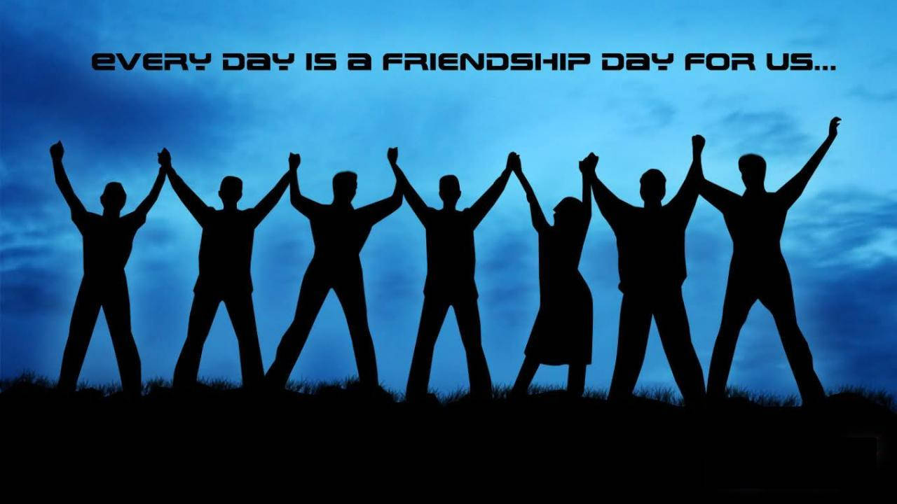 Friendship, six friends, silhouettes, HD Desktop Wallpaper