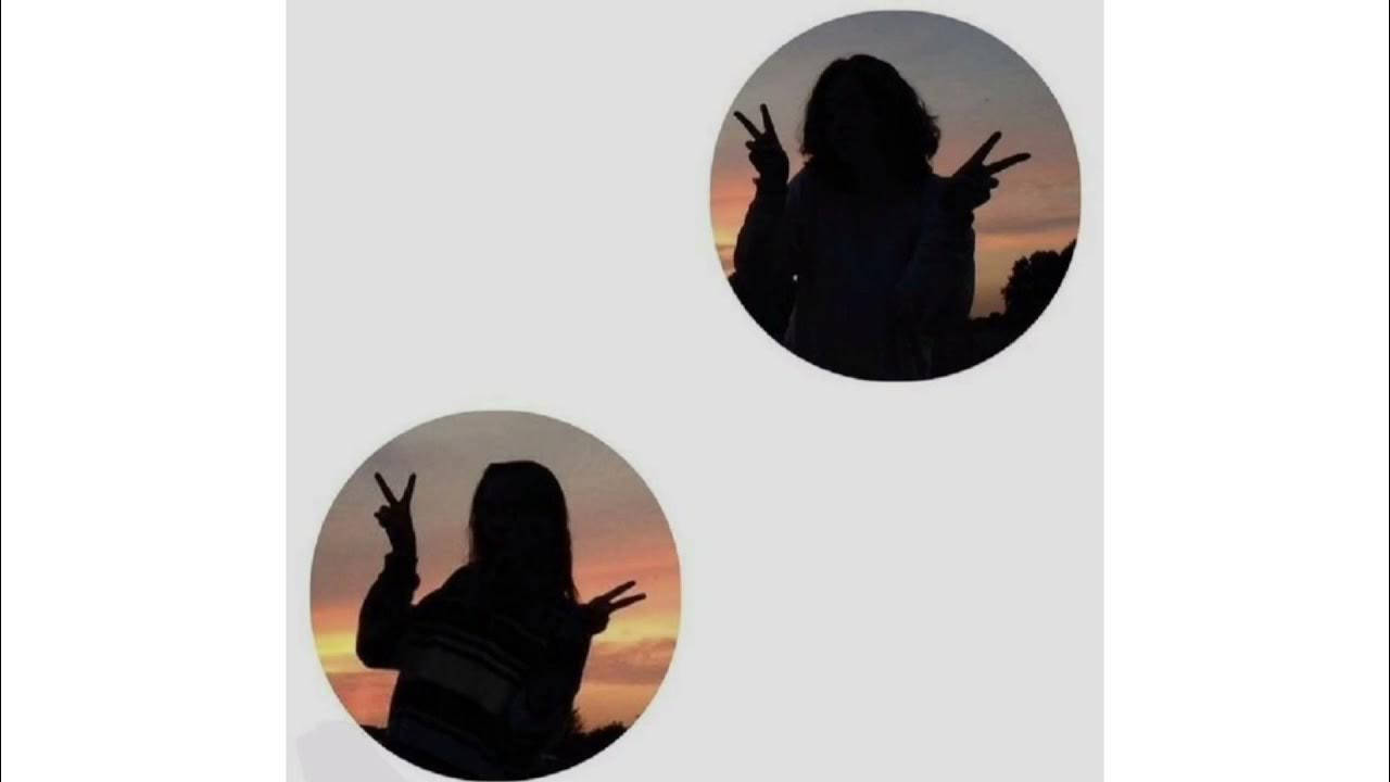 silhouettes, peace signs, warm sunset sky, HD Desktop Wallpaper