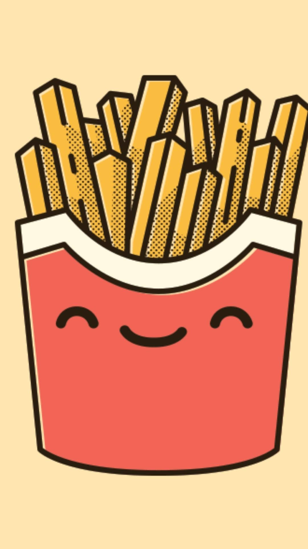Smiling French Fries, cartoon french fry container, smiling face, Full HD Phone Wallpaper