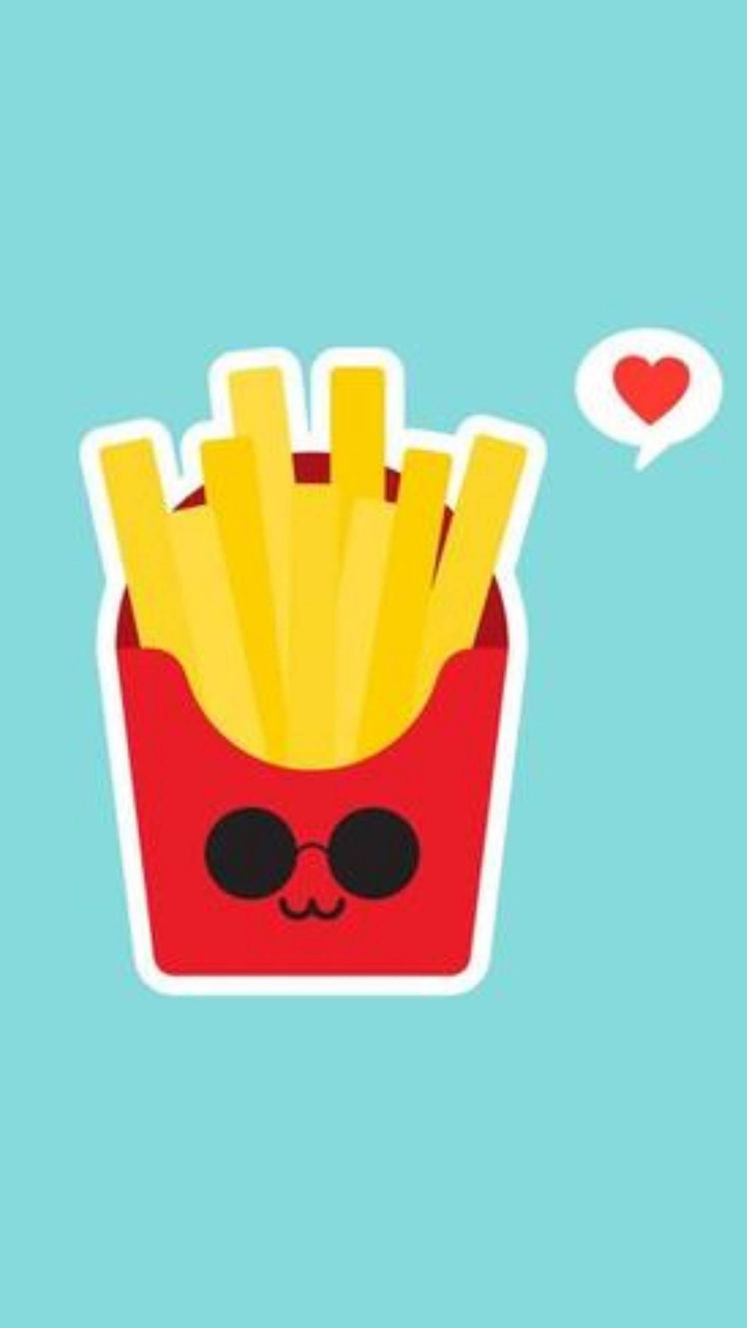 funky french fries, red cartoon french fry box, sunglasses, Full HD Phone Wallpaper