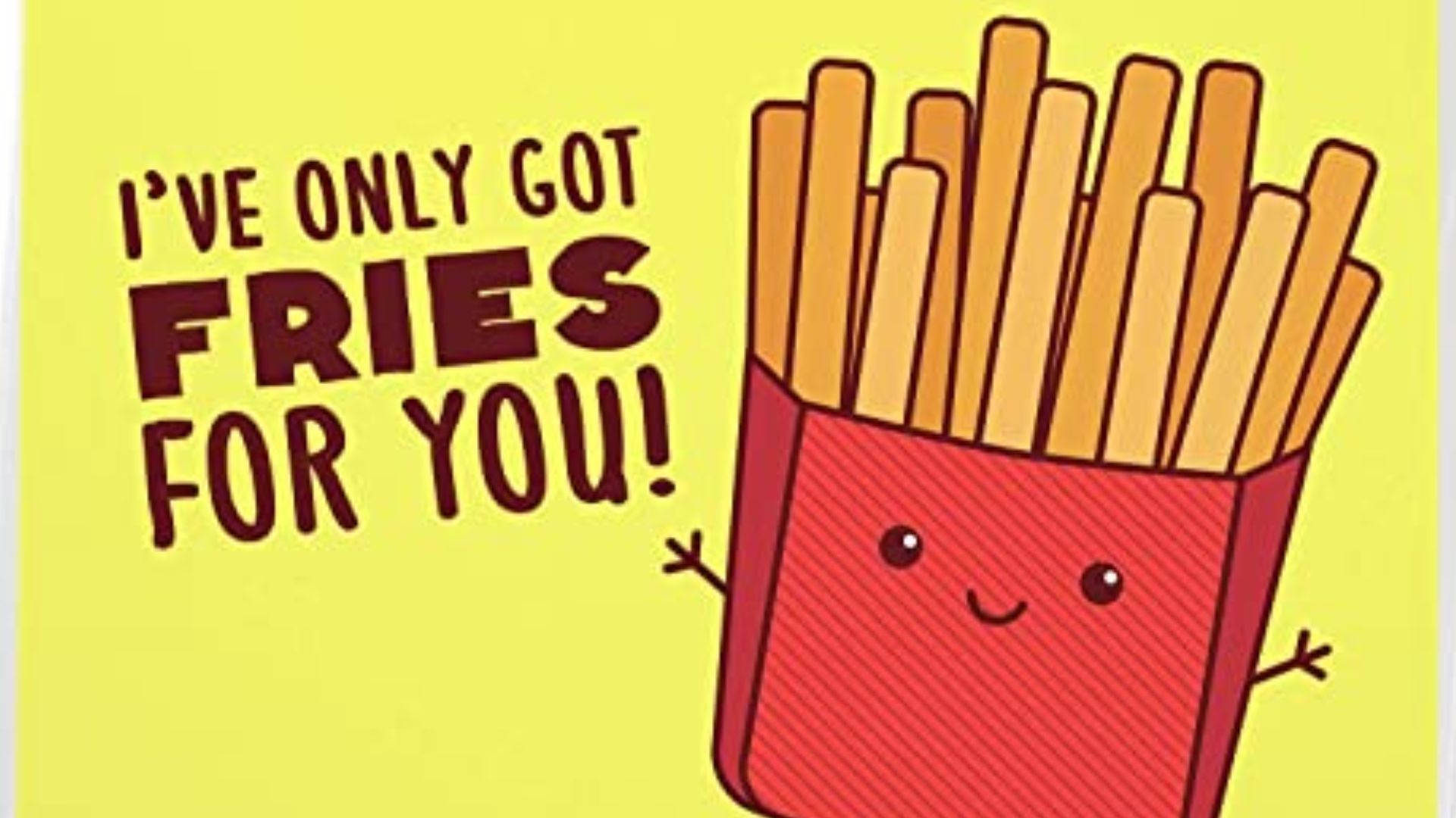 Happy French Fries, cartoon french fry box, arms and a smile, Full HD Desktop Wallpaper