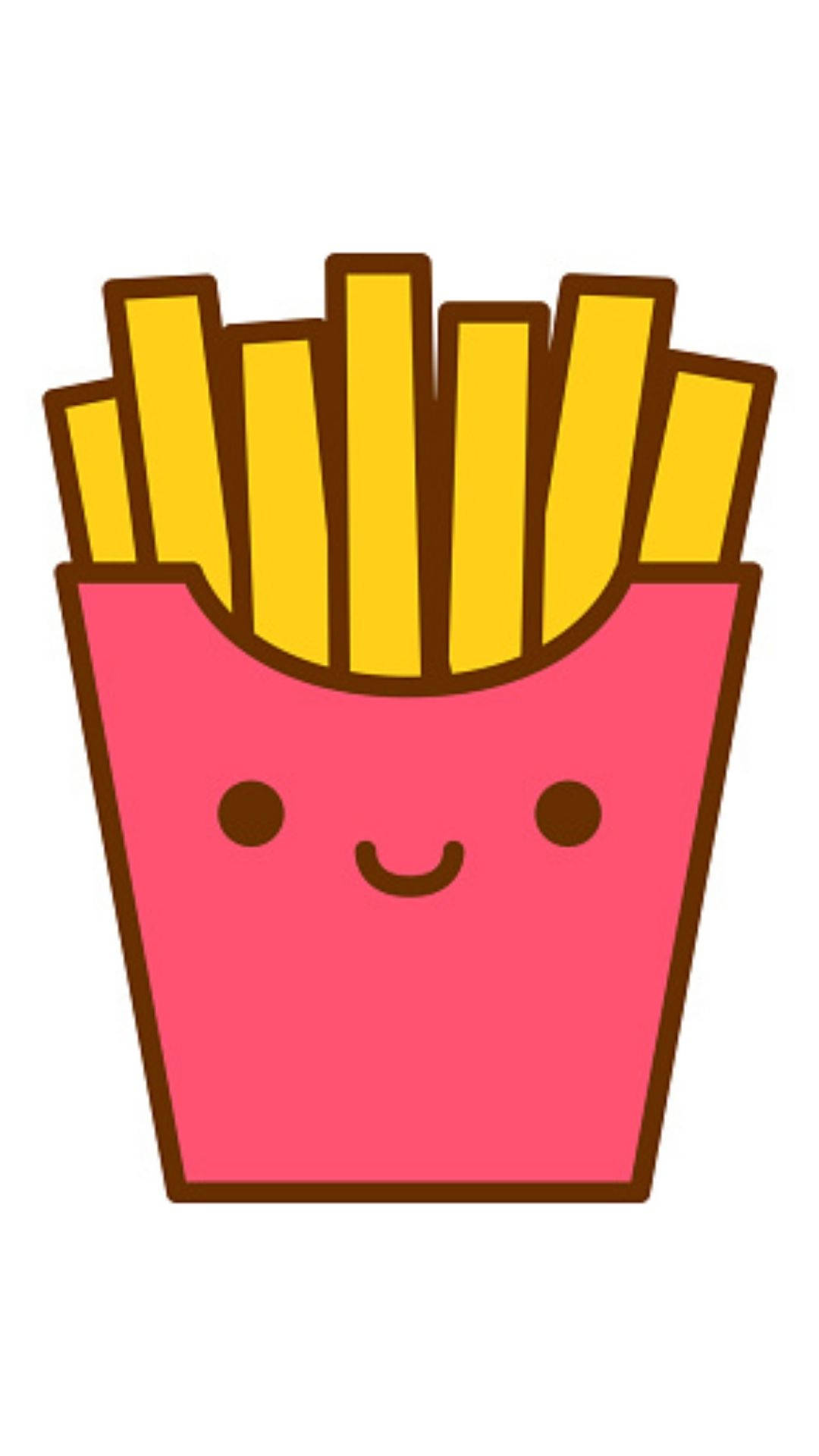 smiling pink french fries, playful pink french fries, cartoon french fry container, Full HD Phone Wallpaper