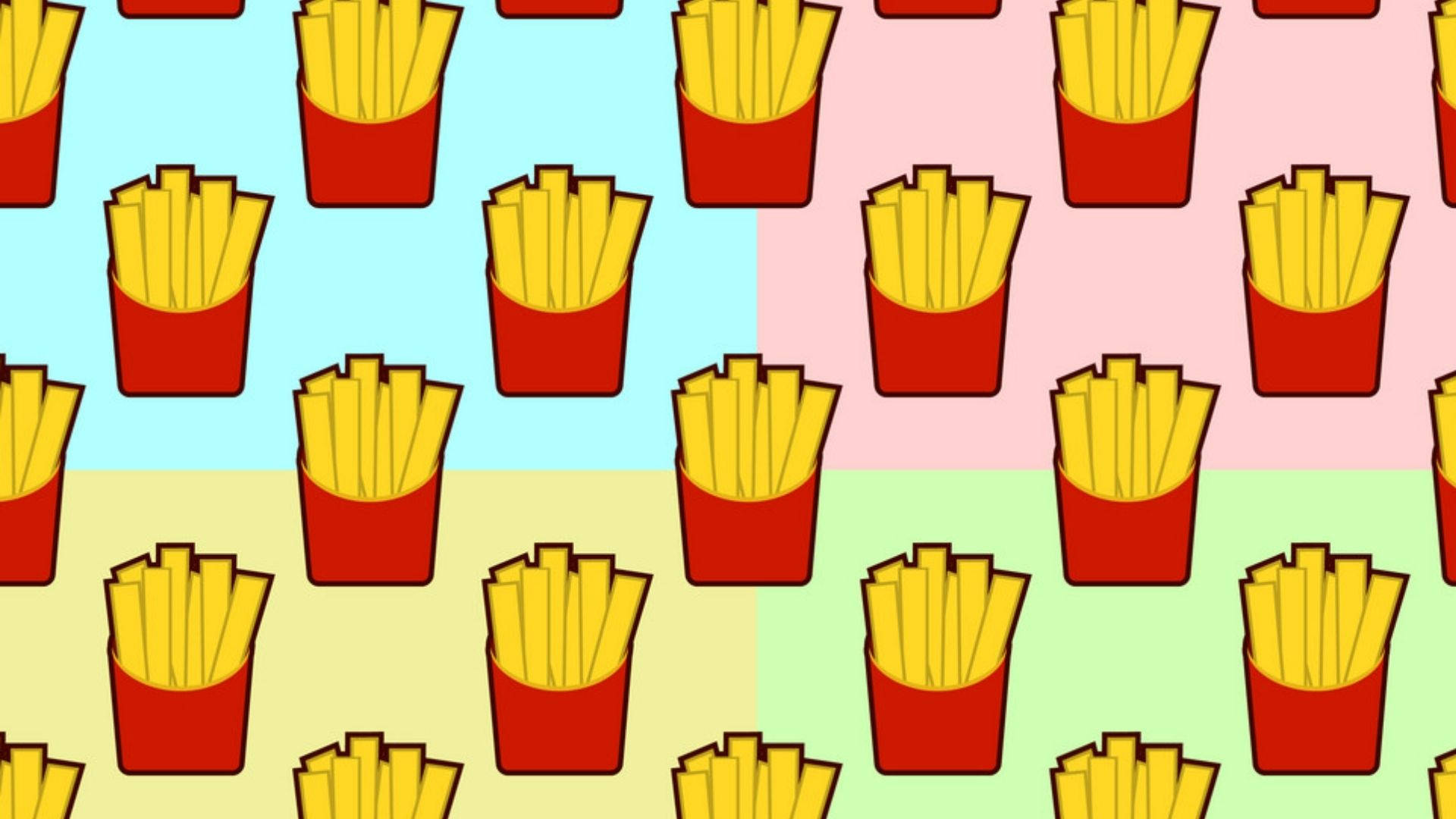 french fries, red boxes, pastel colored blocks, Full HD Desktop Wallpaper