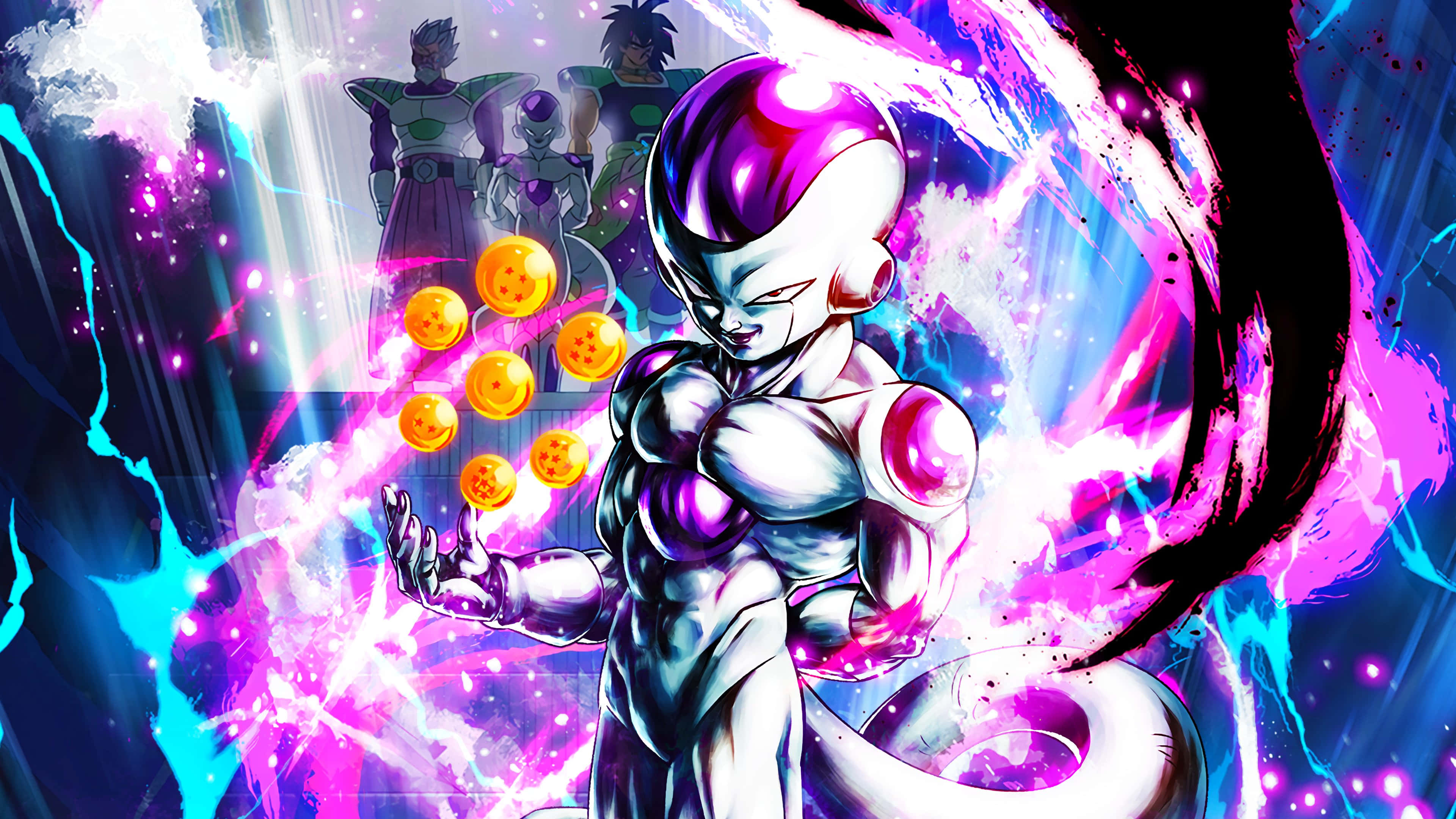 Frieza, purple hair, glowing eyes, 4K Desktop Wallpaper