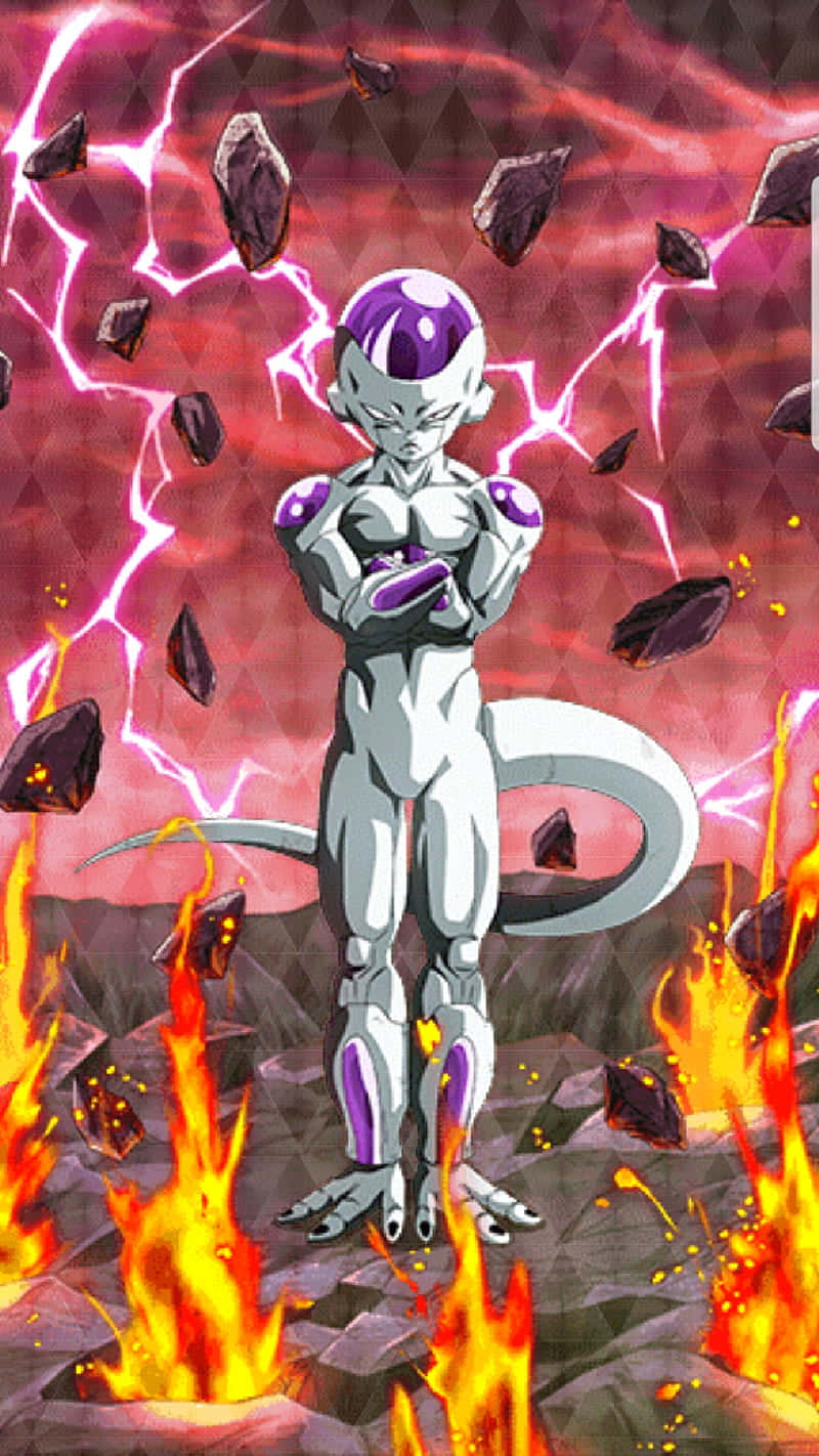 Frieza, silver and purple armored warrior, fiery explosions, HD Phone Wallpaper