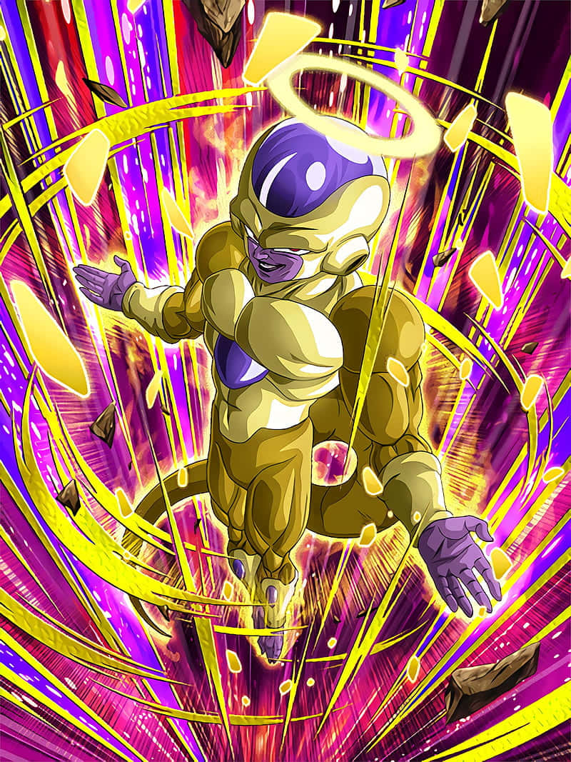 Golden Frieza, yellow and purple energy streaks, explosive energy, SD Phone Wallpaper