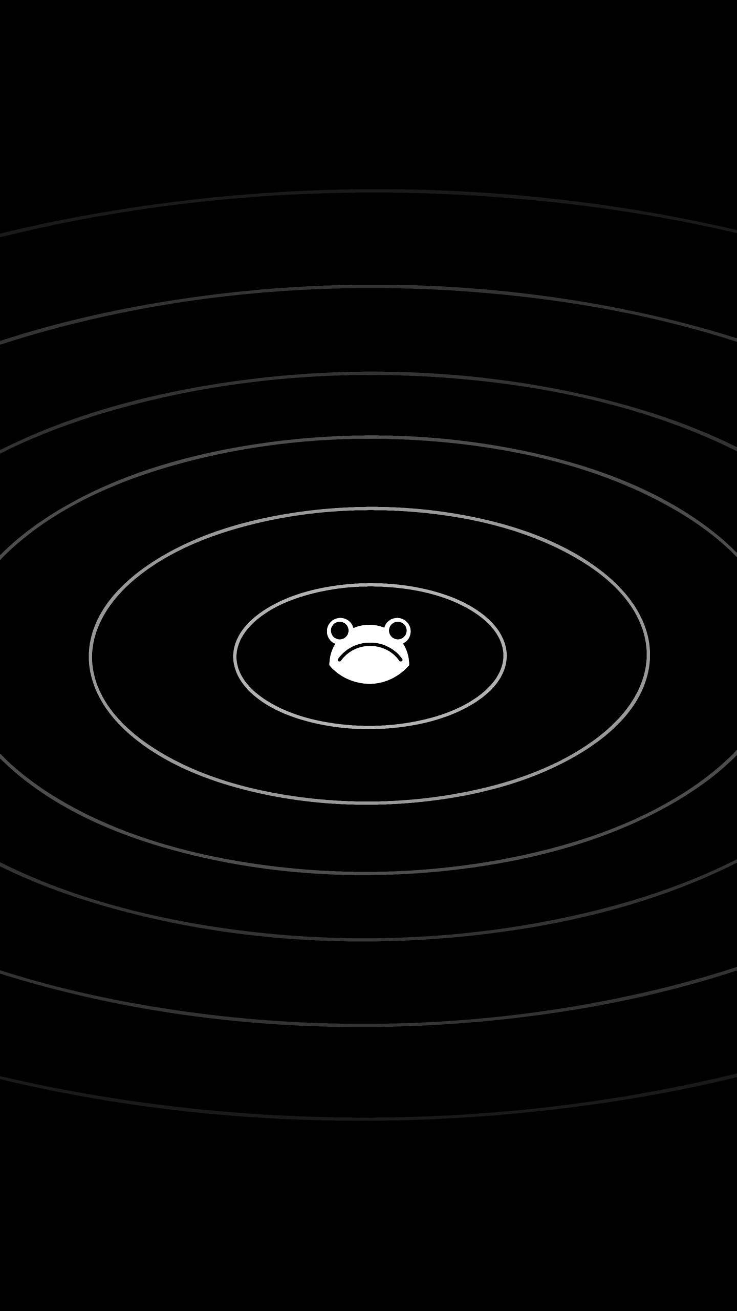 cartoon frog, white frog face, concentric circles, 2K Phone Wallpaper
