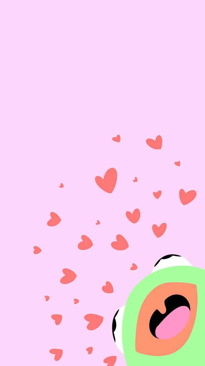 smiling frog, hearts, green cartoon character, HD Phone Wallpaper
