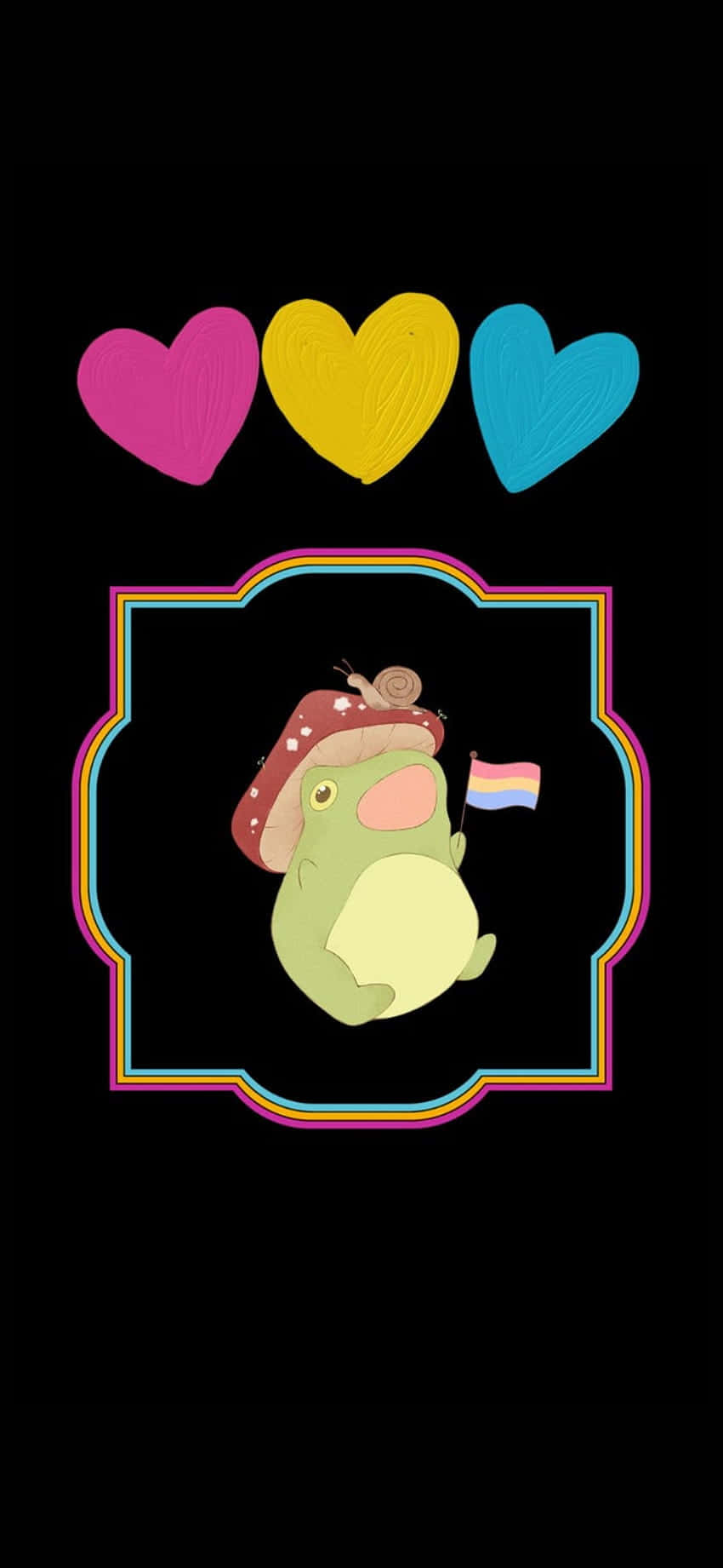 frog, cute LGBT flag, mushroom hat, HD Phone Wallpaper