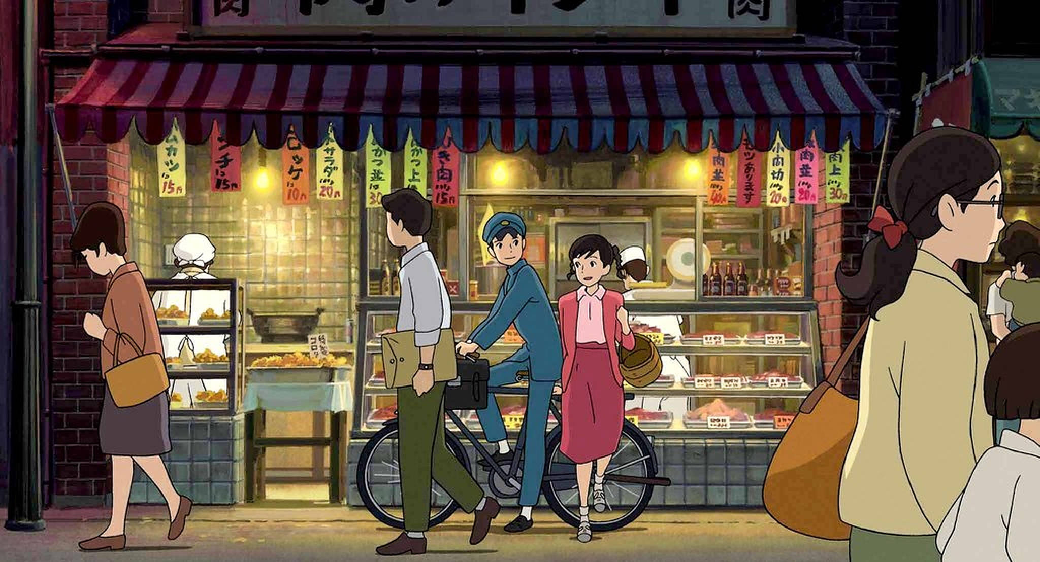 From up on poppy hill, bakery scene, Japanese street, Full HD Desktop Wallpaper
