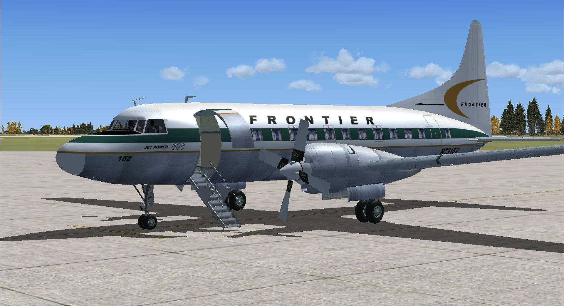 Frontier Airlines, propeller plane, sunny tarmac, Full HD Desktop Wallpaper
