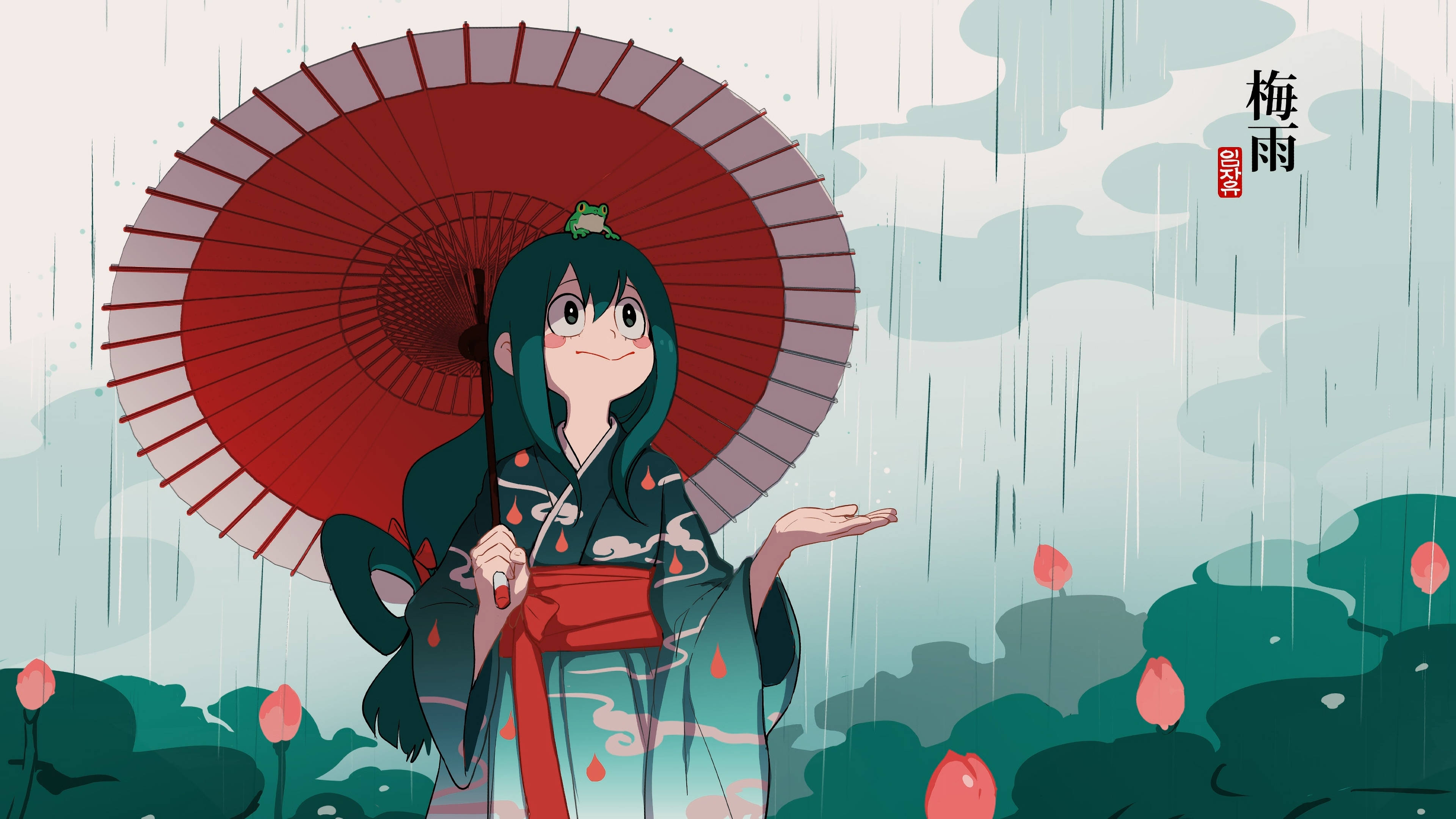 Froppy, kimono, wagasa, 4K Desktop Wallpaper