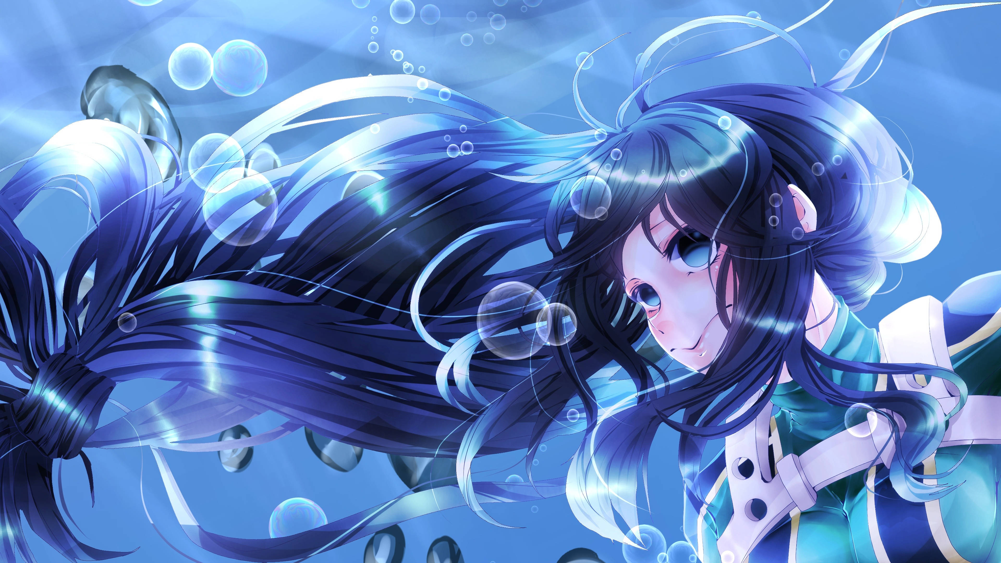 Froppy, rainy season hero, blue-haired anime girl, 4K Desktop Wallpaper