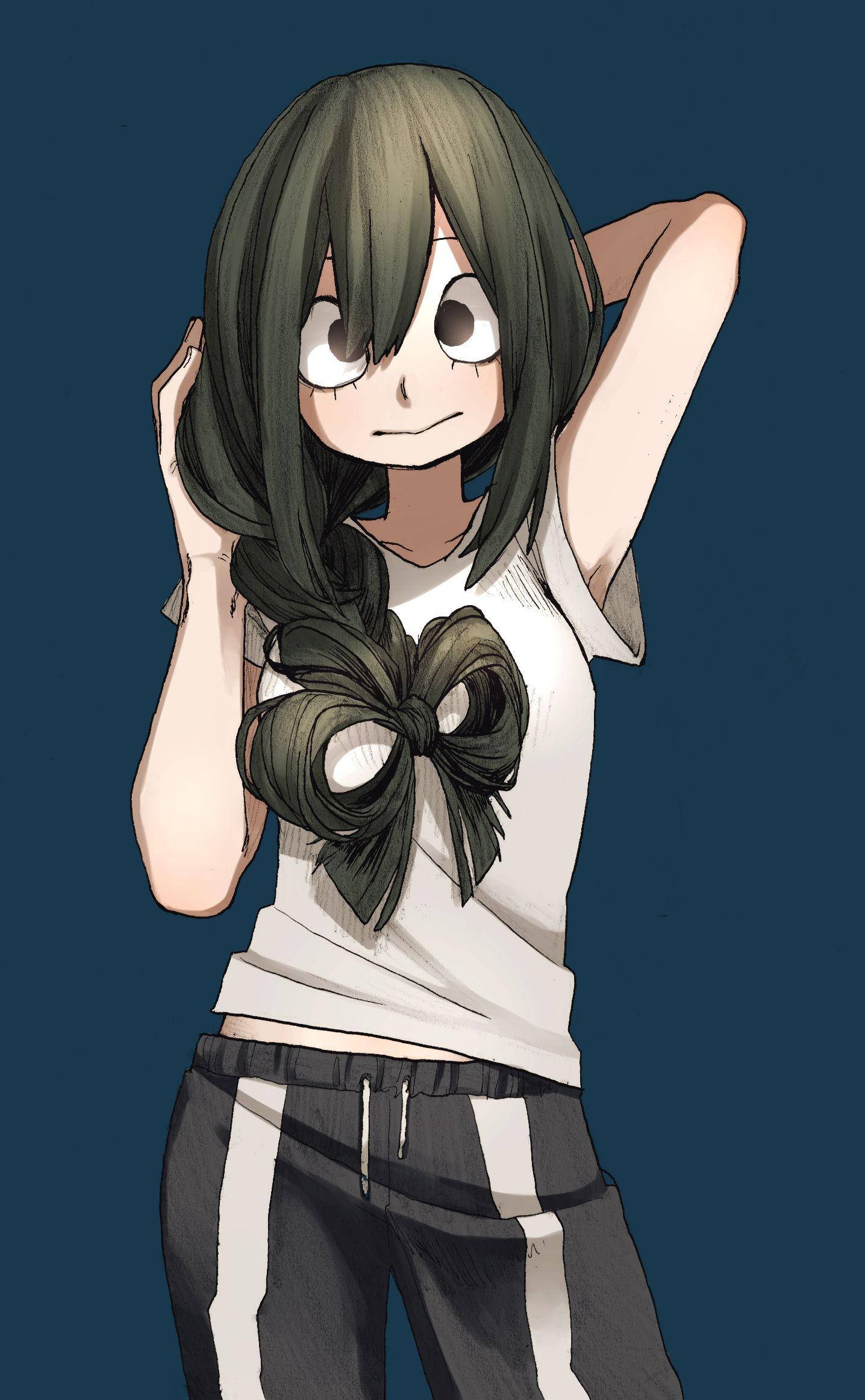 Froppy, green-haired anime girl, large bow, Full HD Phone Wallpaper