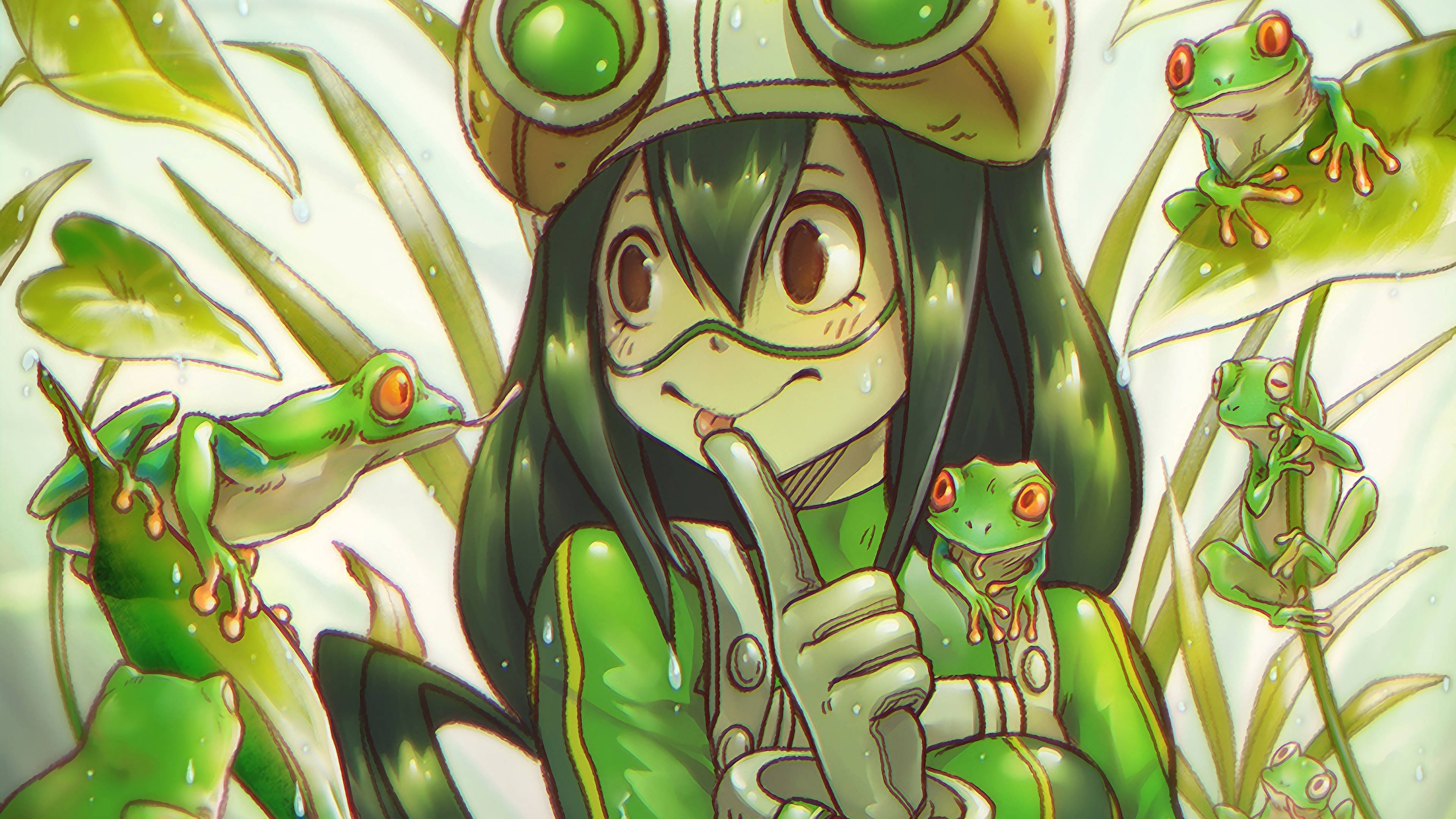Froppy, frog friends, green gear, 4K Desktop Wallpaper