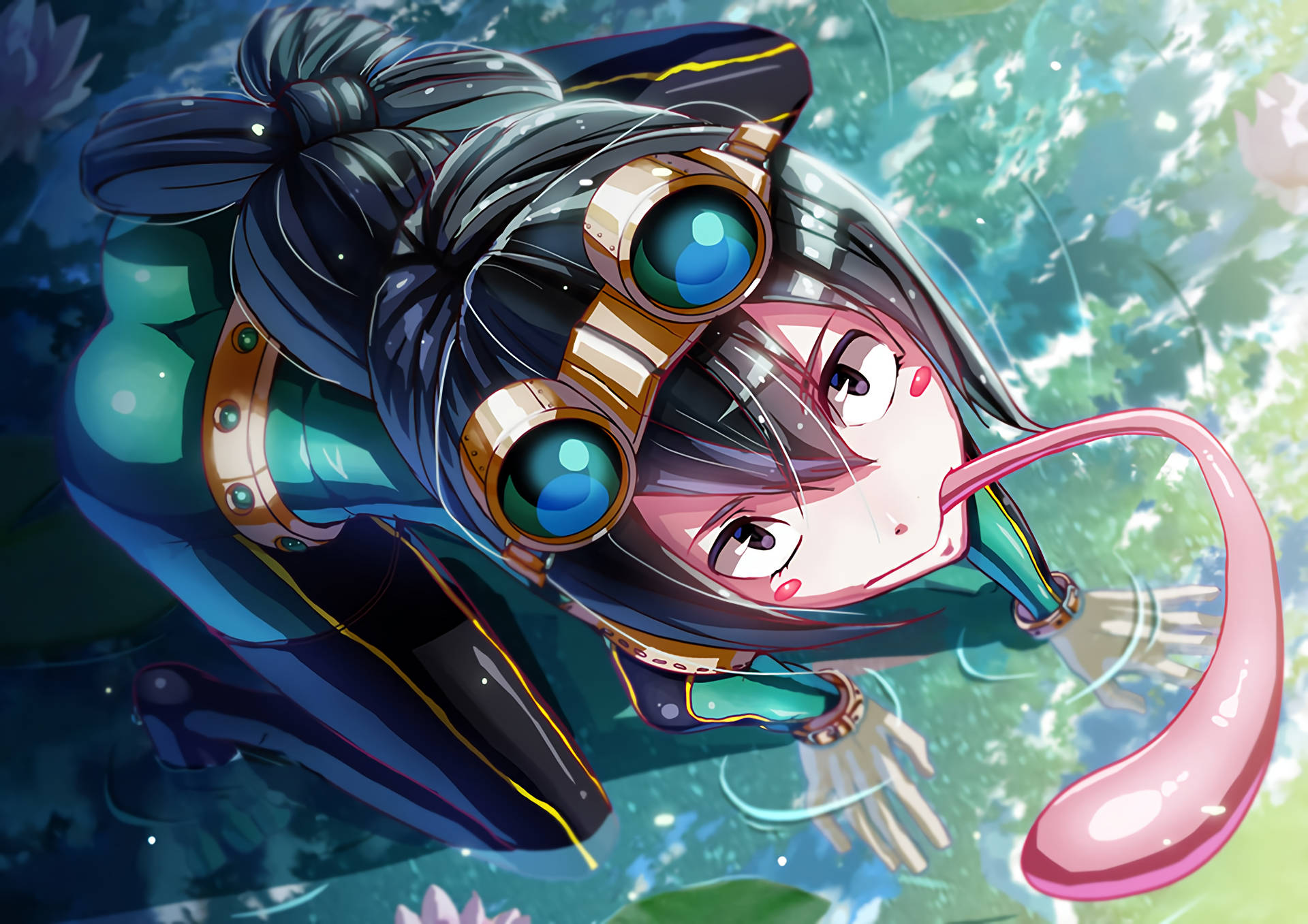 Froppy, frog tongue, anime girl, Full HD Desktop Wallpaper