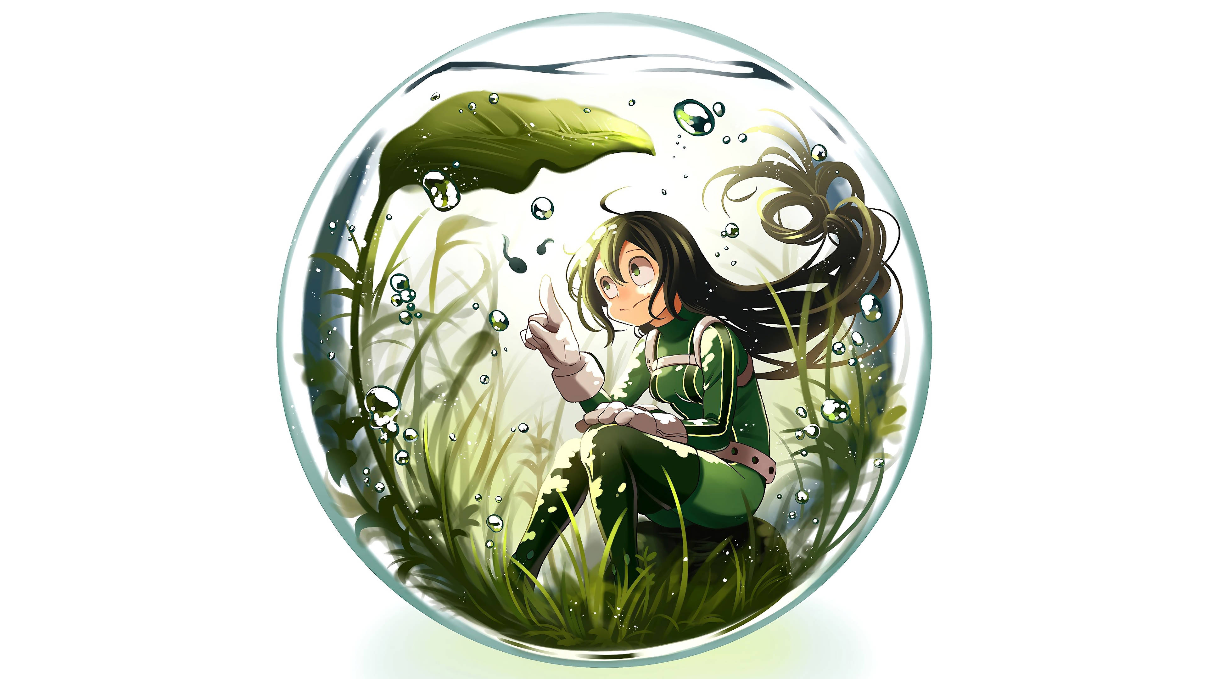 Froppy, glass sphere, aquatic plants, 4K Desktop Wallpaper