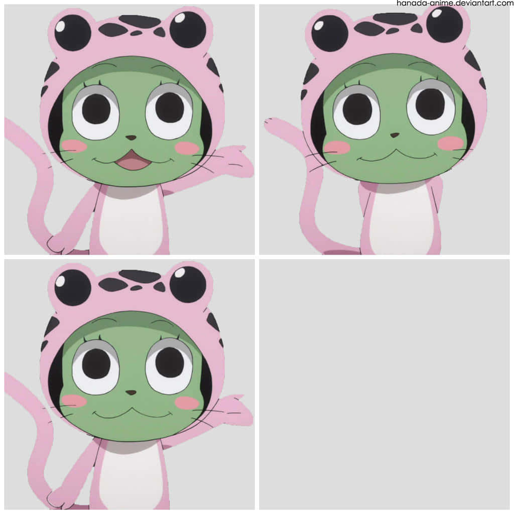 Frosch, green tree frog, pink tiger-themed costume, SD Desktop Wallpaper