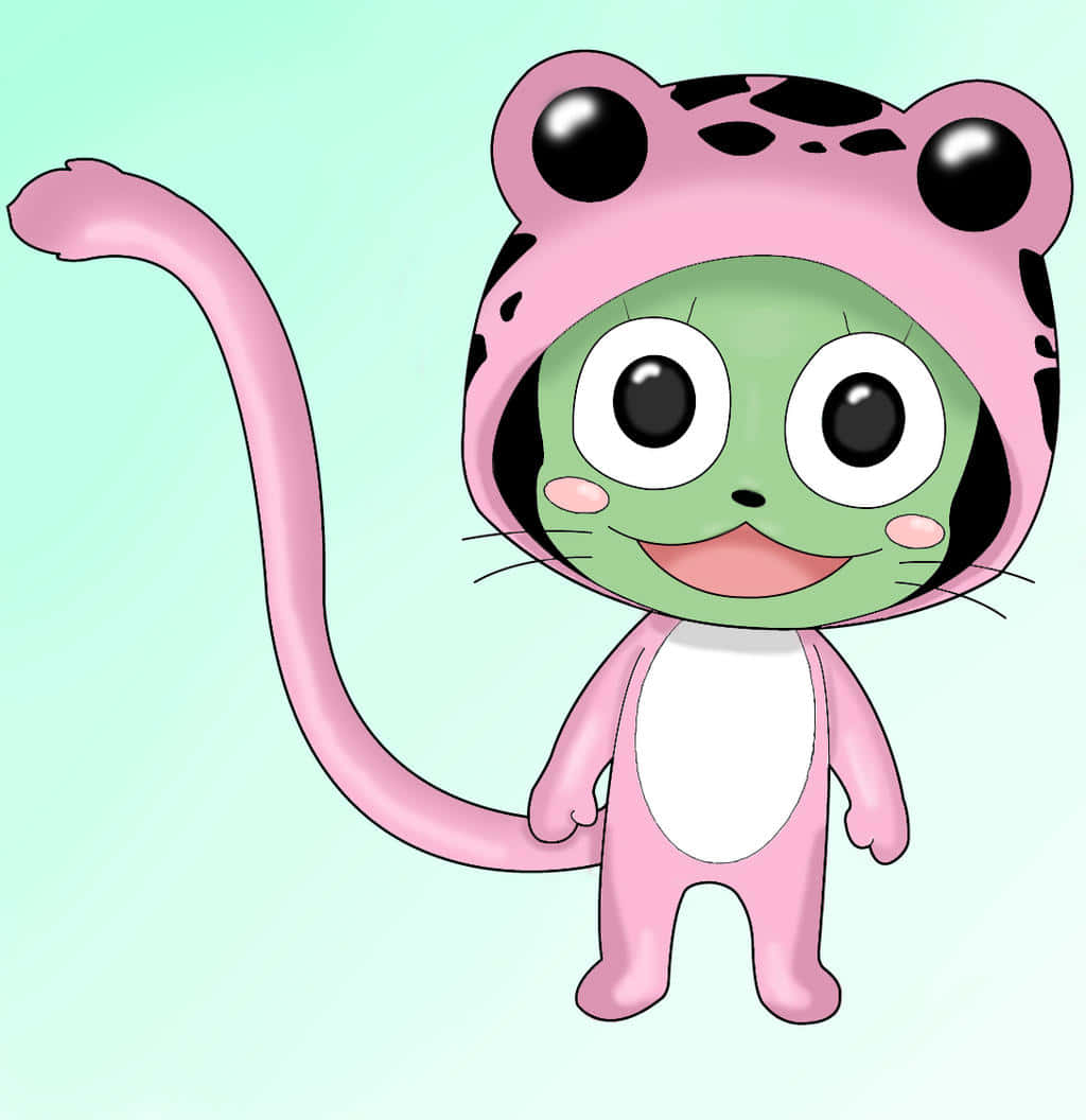 Frosch, green tree frog, pink leopard-print costume, SD Phone Wallpaper