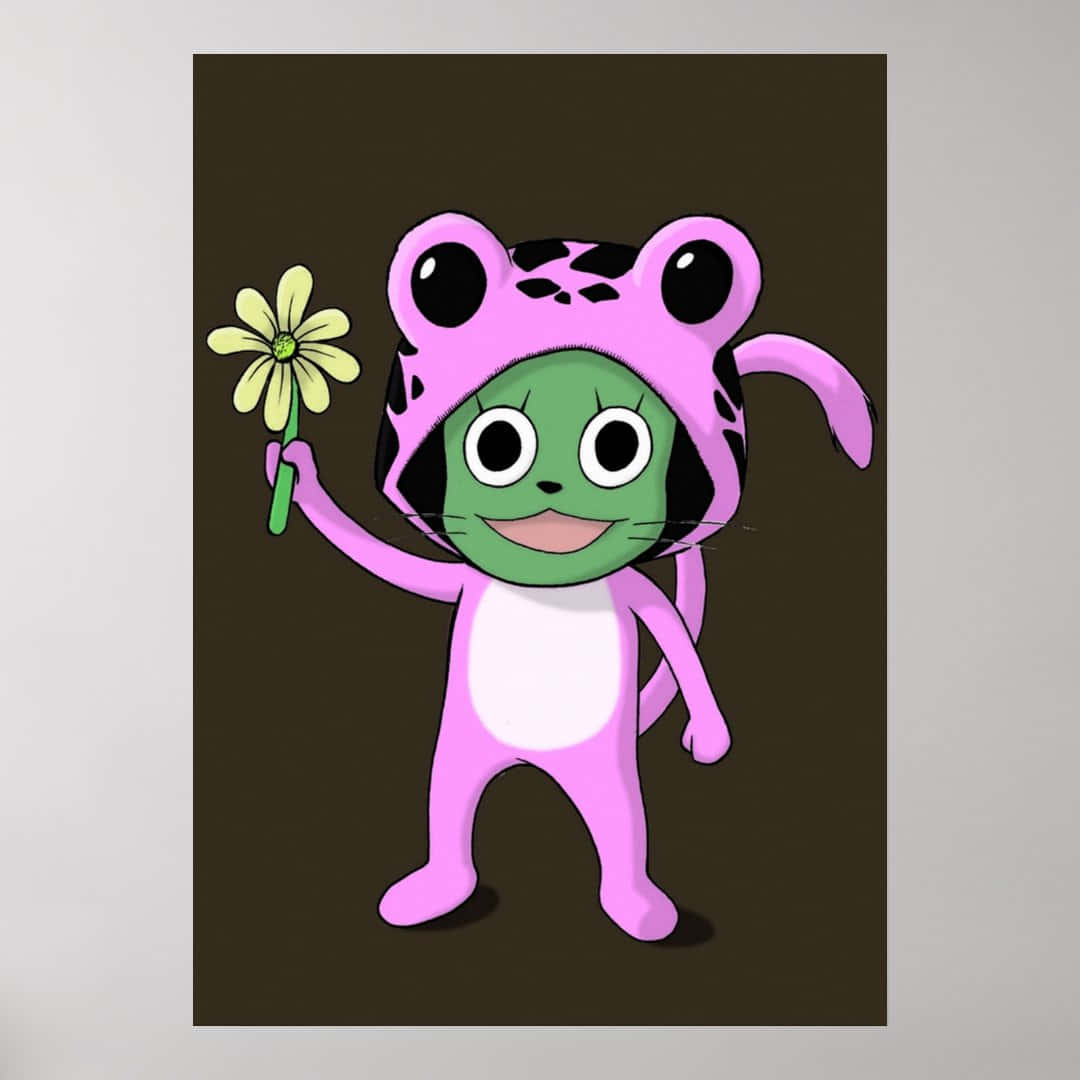 frosch, vibrant green frog, pink cartoon frog character, SD Desktop Wallpaper