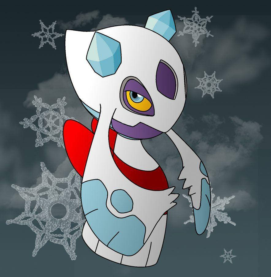 Froslass, icy blue crystals, red scarf, SD Phone Wallpaper