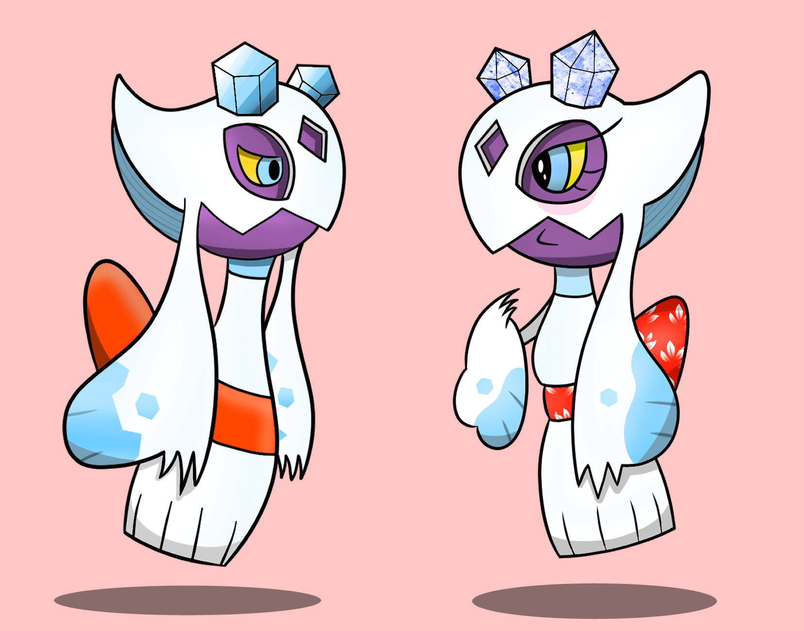 Froslass, white cartoon creatures, crystal hats, HD Desktop Wallpaper