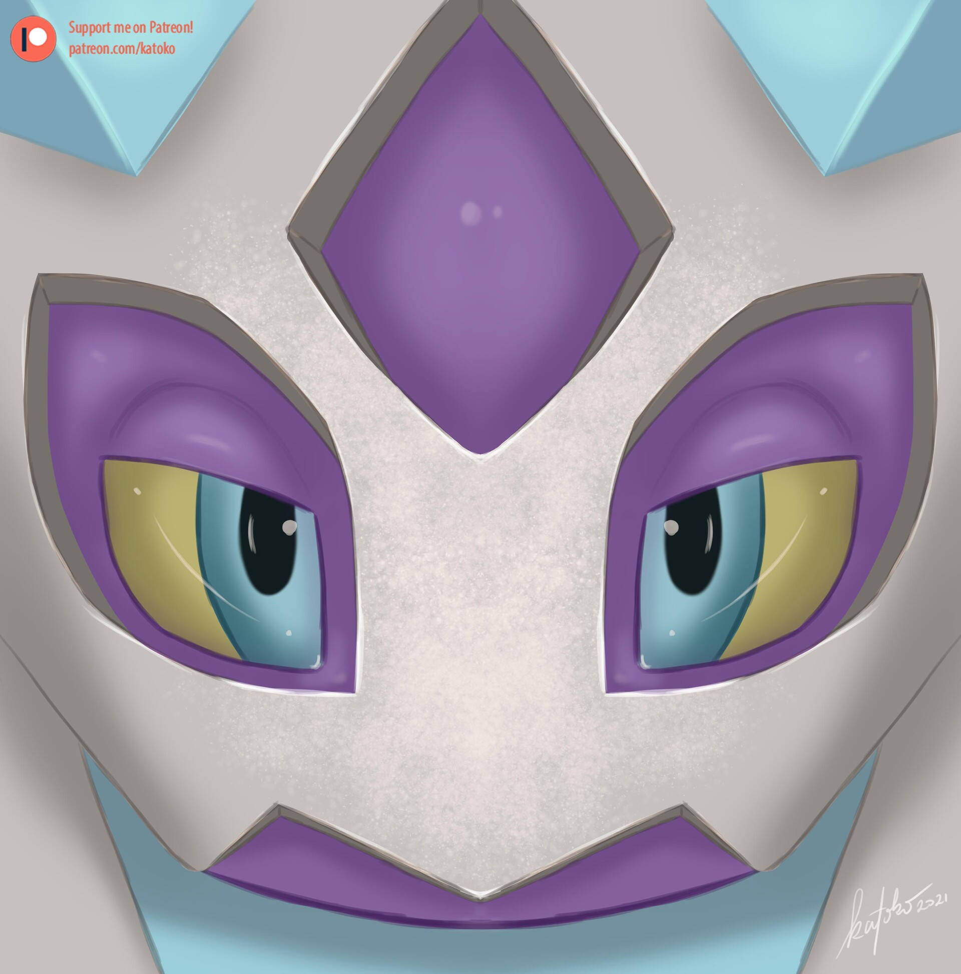 Froslass, purple eyes, silver-blue geometric patterns, Full HD Phone Wallpaper
