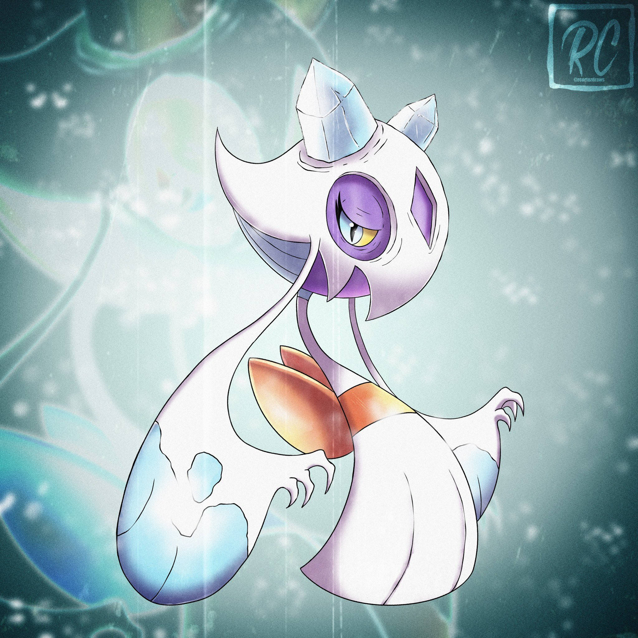 Froslass, white and purple, crystal horns, Full HD Desktop Wallpaper